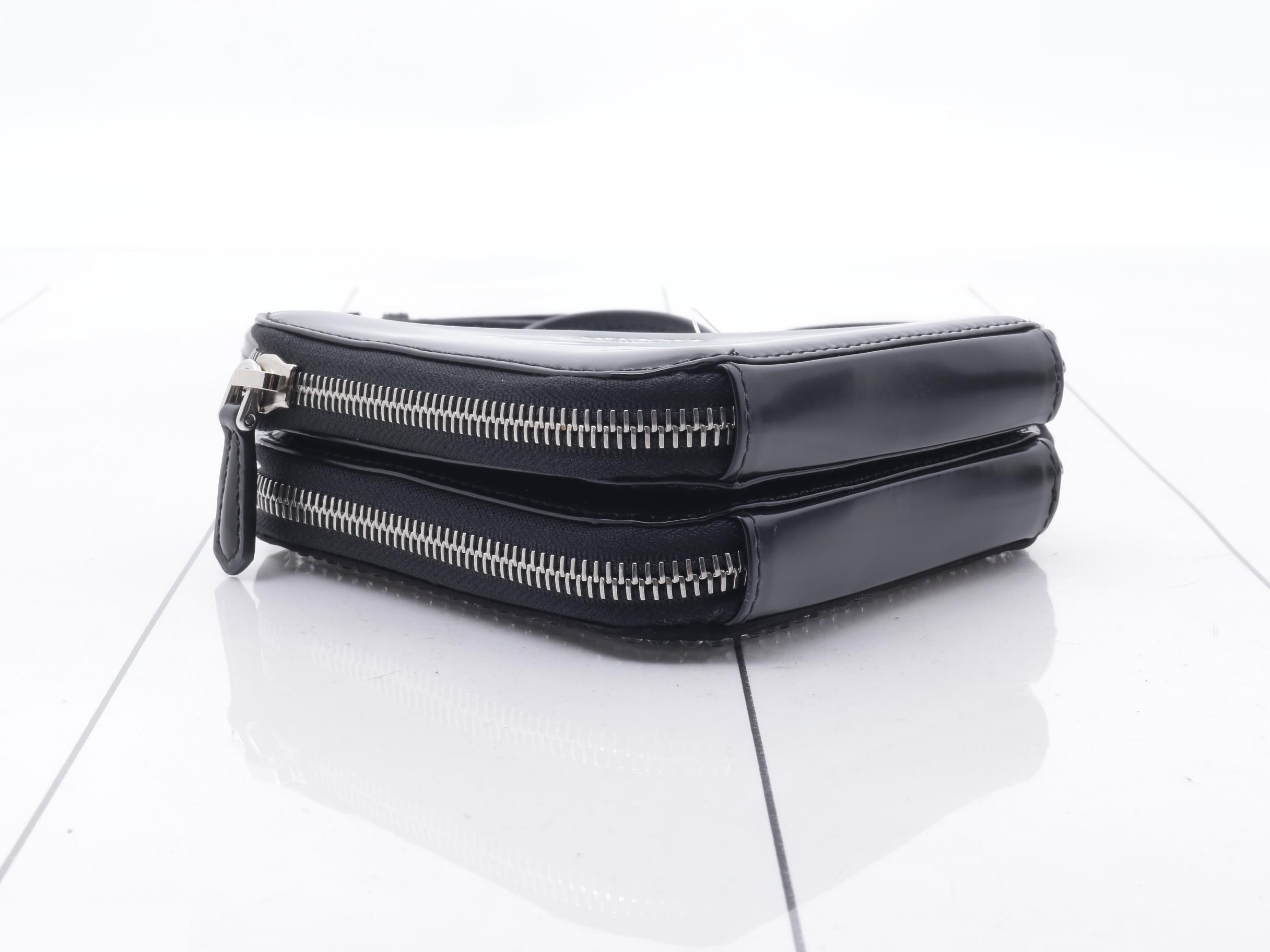 Triangle Shoulder Bag, Leather, Black — view 3