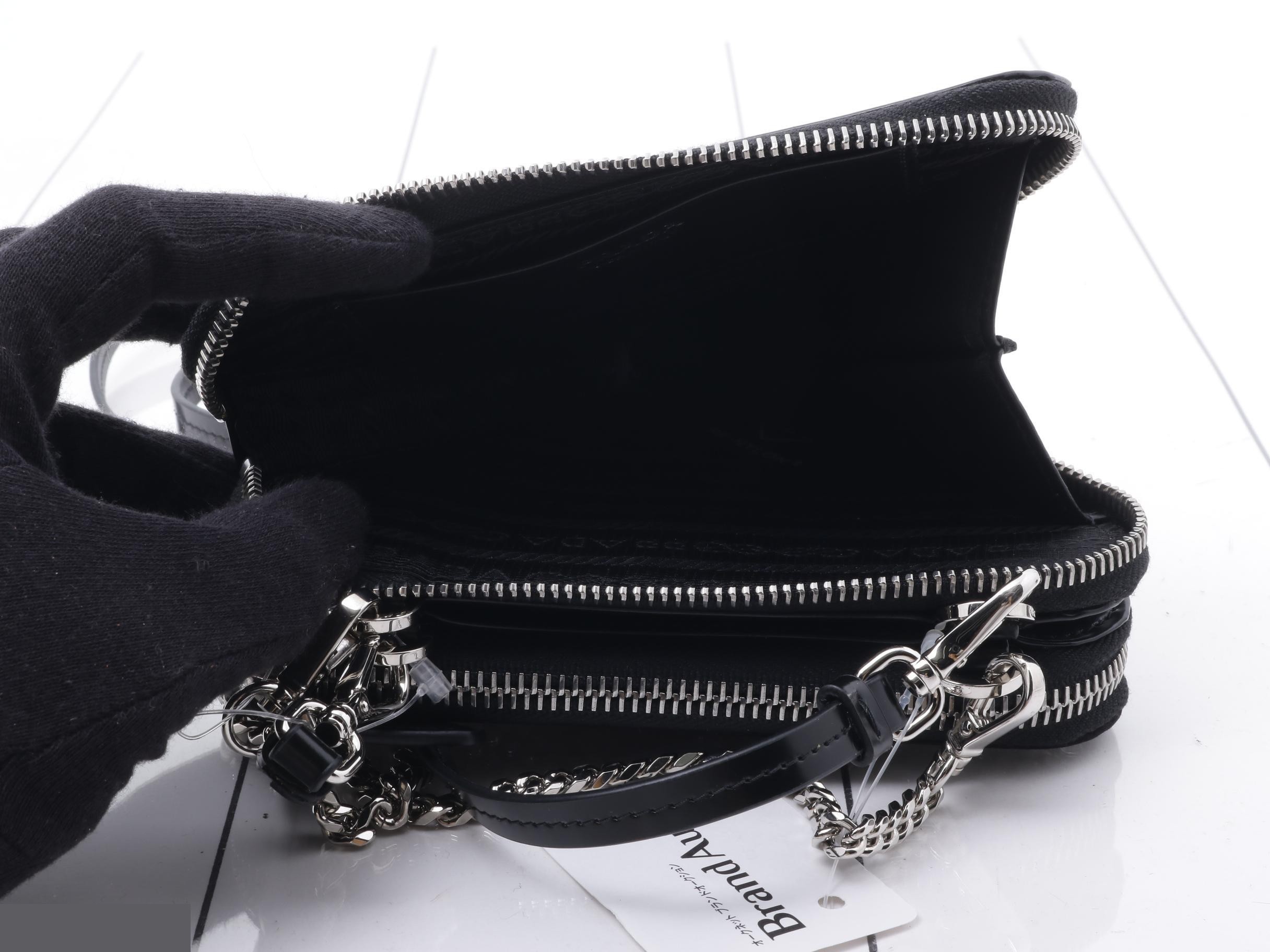 Triangle Shoulder Bag, Leather, Black — view 4