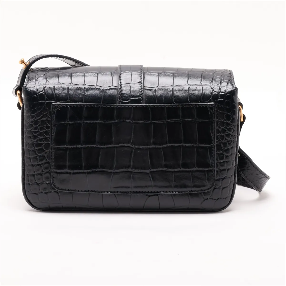 crocodile-embossed shoulder bag, black, 695541 — view 2