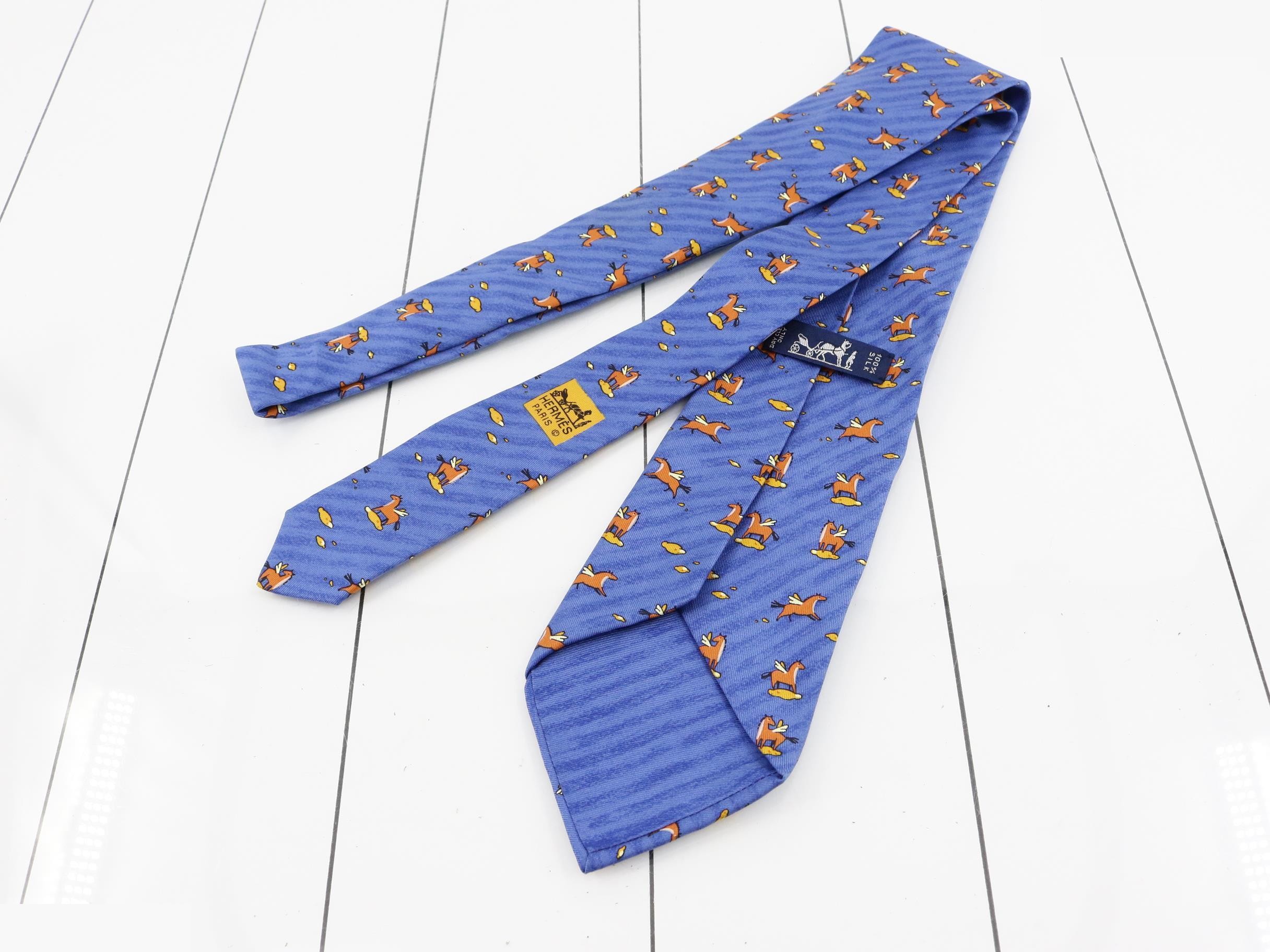 Unused Hermes necktie, horse and Pegasus design. — view 2