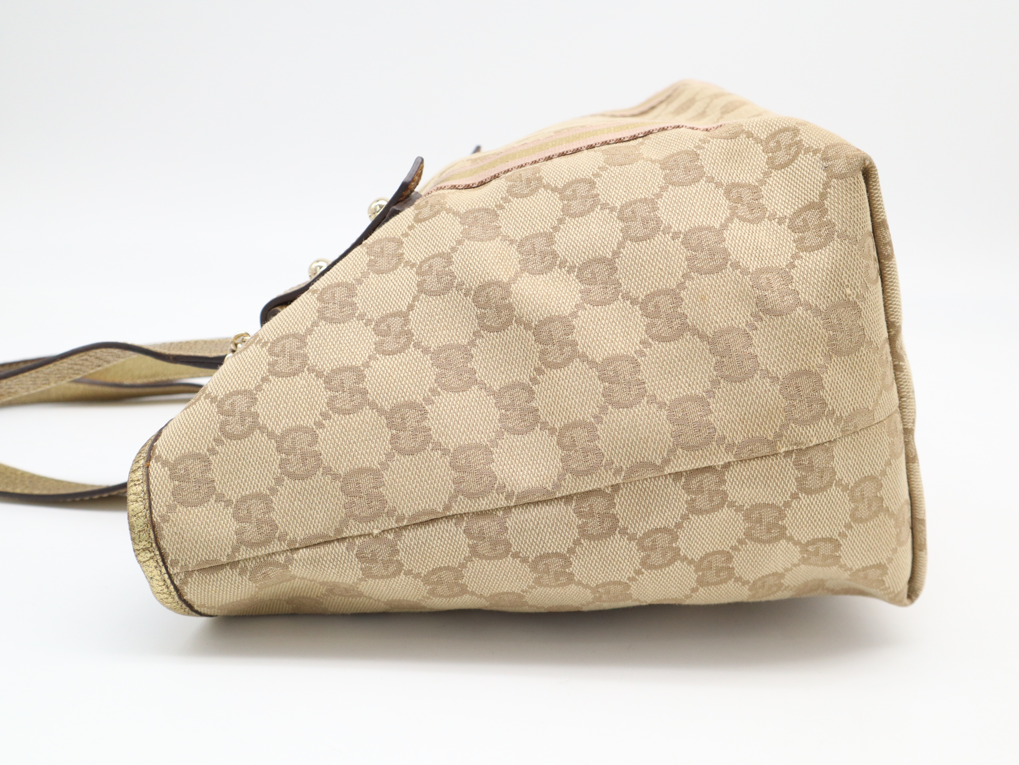 137396 GG Canvas Sherry Line Tote Bag Gold Tote Bag — view 3