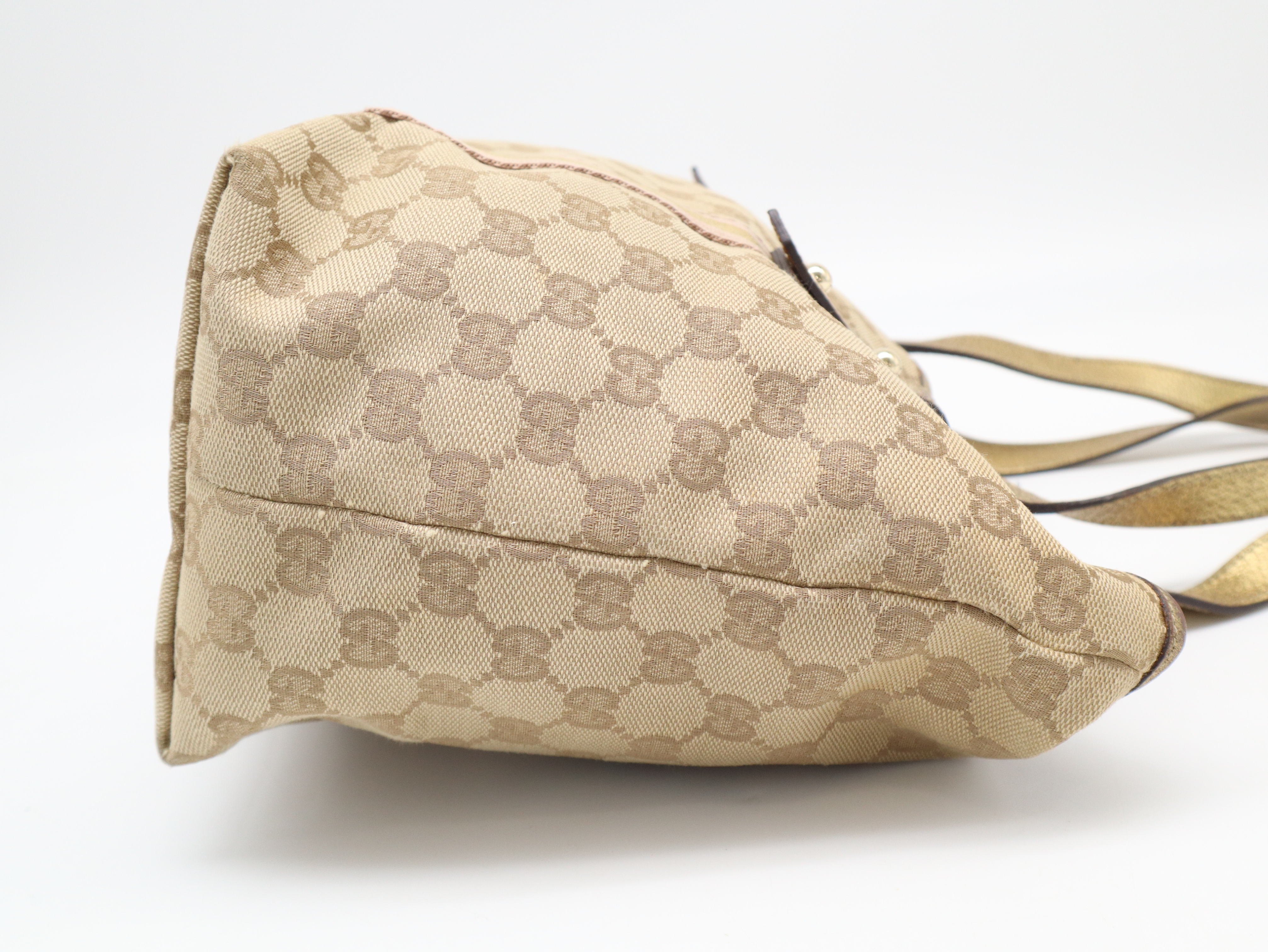 137396 GG Canvas Sherry Line Tote Bag Gold Tote Bag — view 4