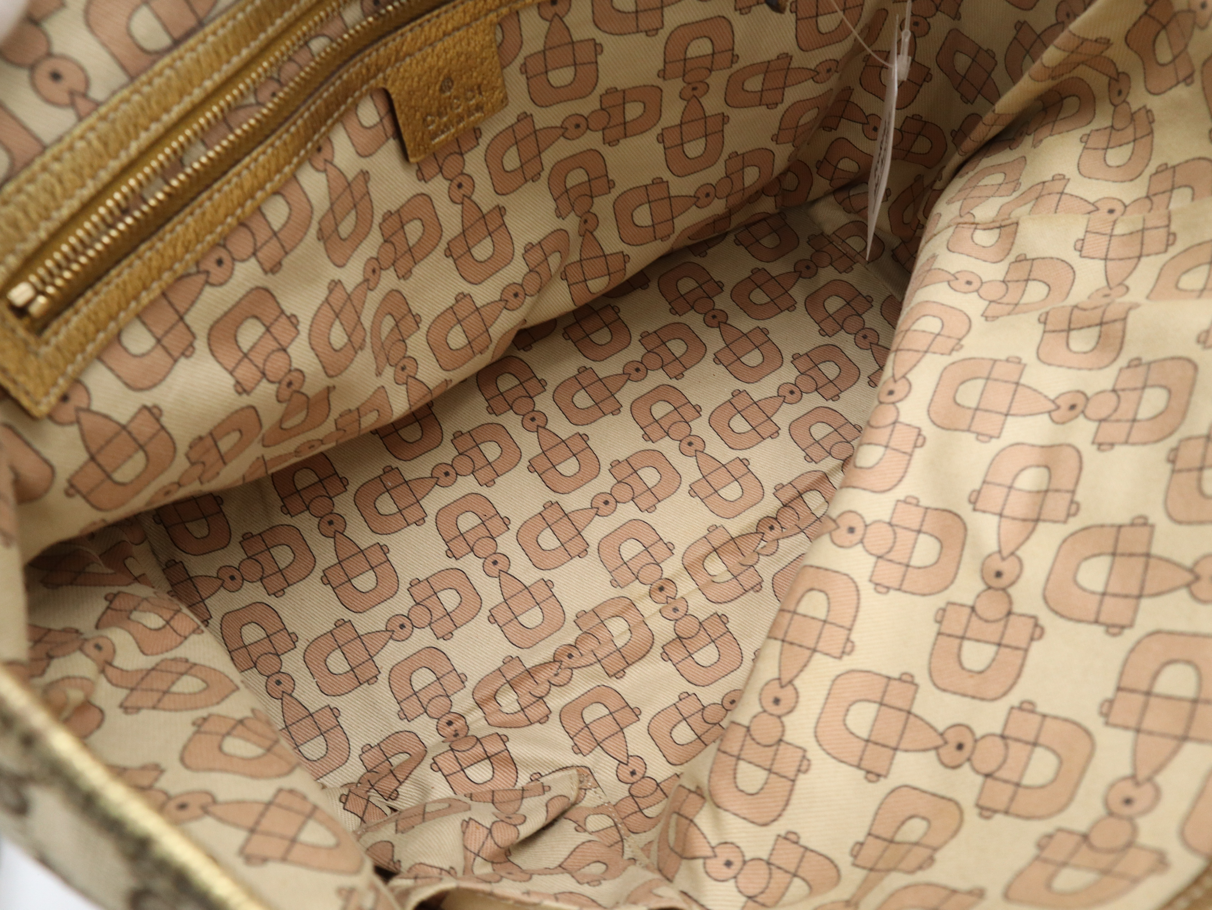 137396 GG Canvas Sherry Line Tote Bag Gold Tote Bag — view 10