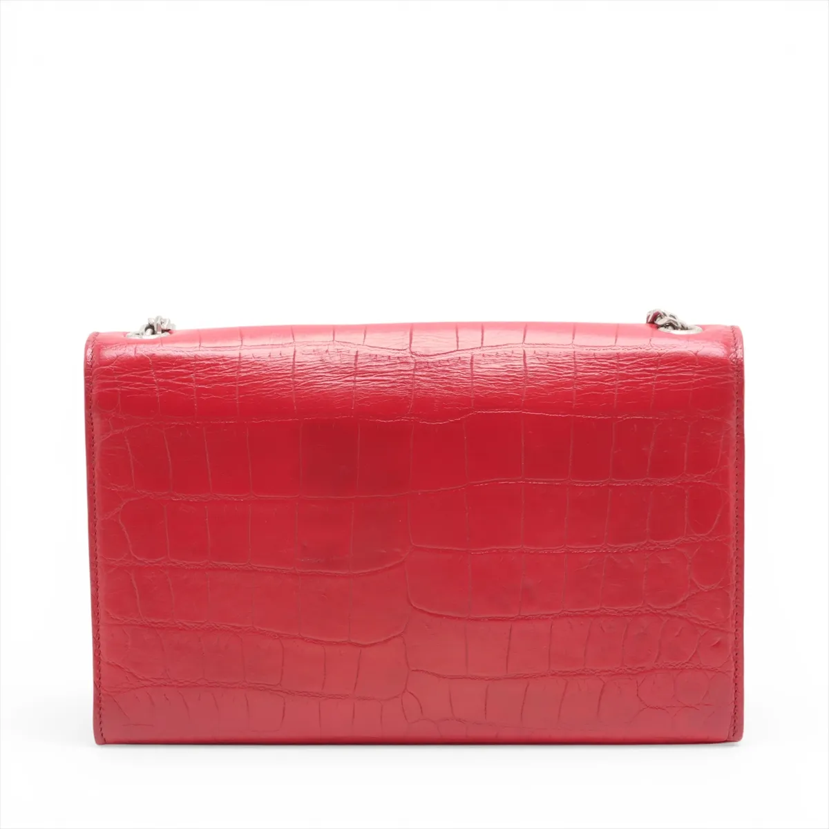 Classic Kate Crocodile Embossed Chain Shoulder Bag, Red, 364021 — view 2