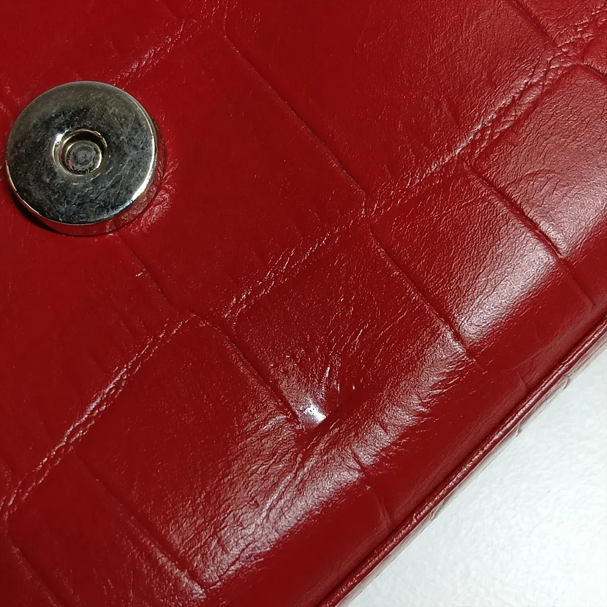Classic Kate Crocodile Embossed Chain Shoulder Bag, Red, 364021 — view 10