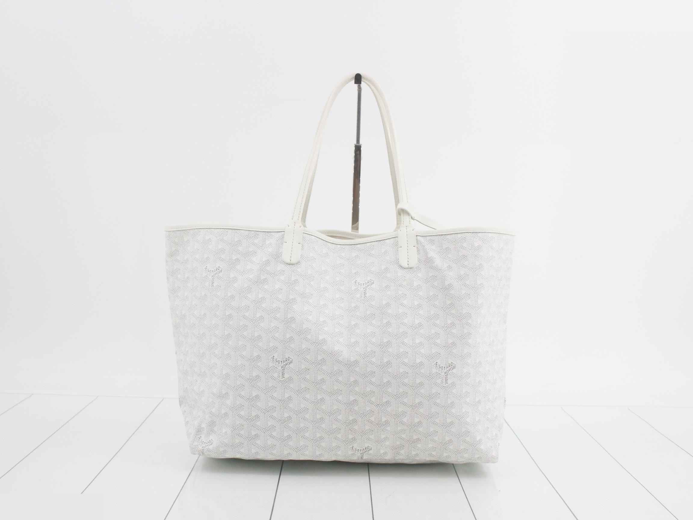 Saint Louis Goyardine Tote Bag with Pouch, White/Silver — view 2