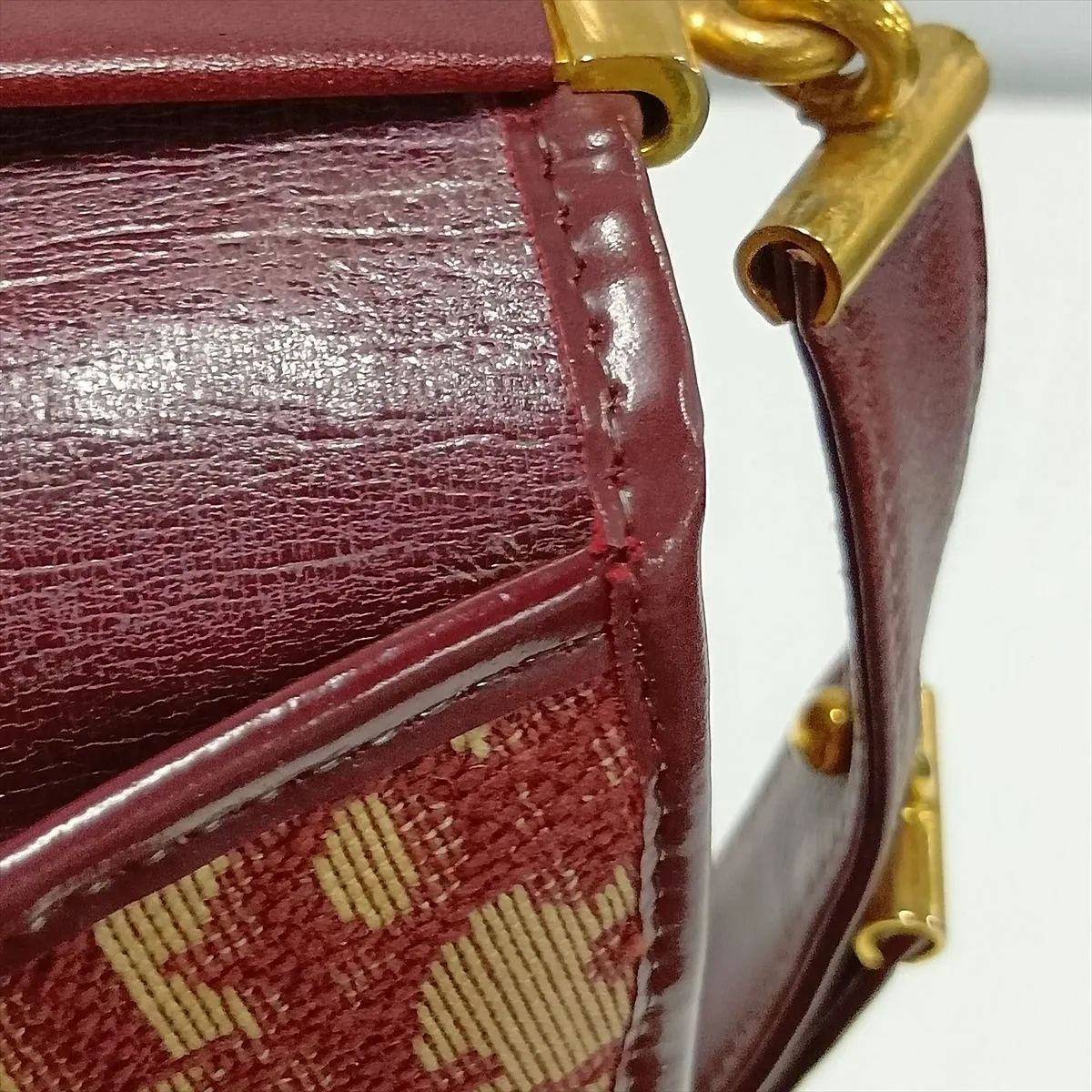 Trotter Canvas x Leather Shoulder Bag, Beige x Red — view 11