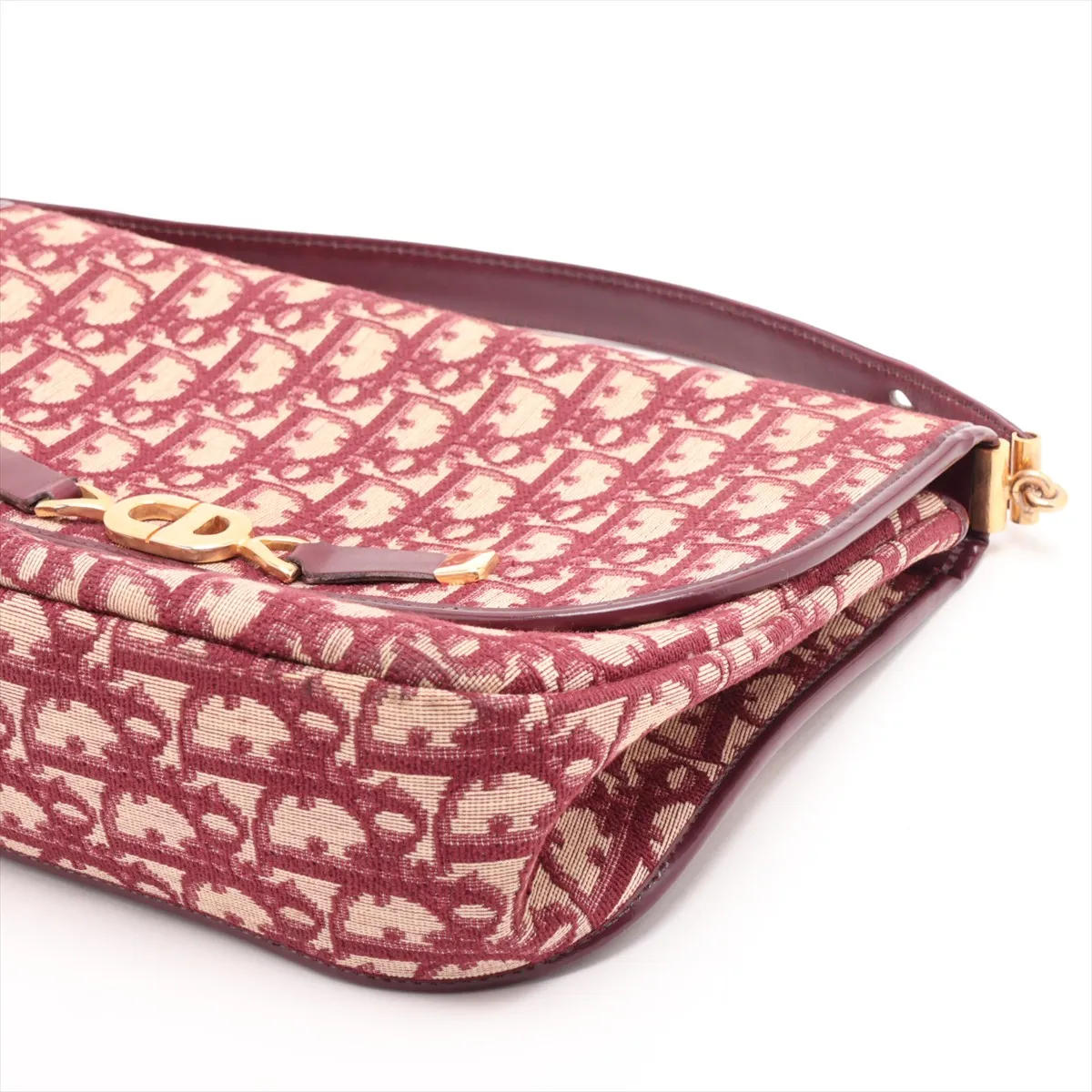 Trotter Canvas x Leather Shoulder Bag, Beige x Red — view 3