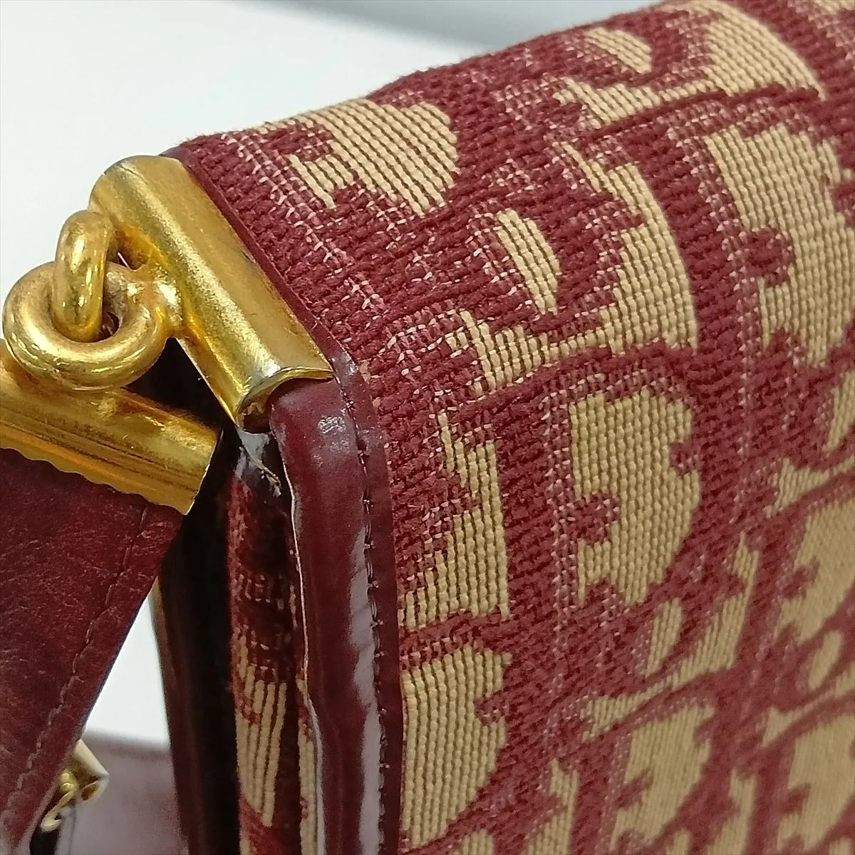 Trotter Canvas x Leather Shoulder Bag, Beige x Red — view 9