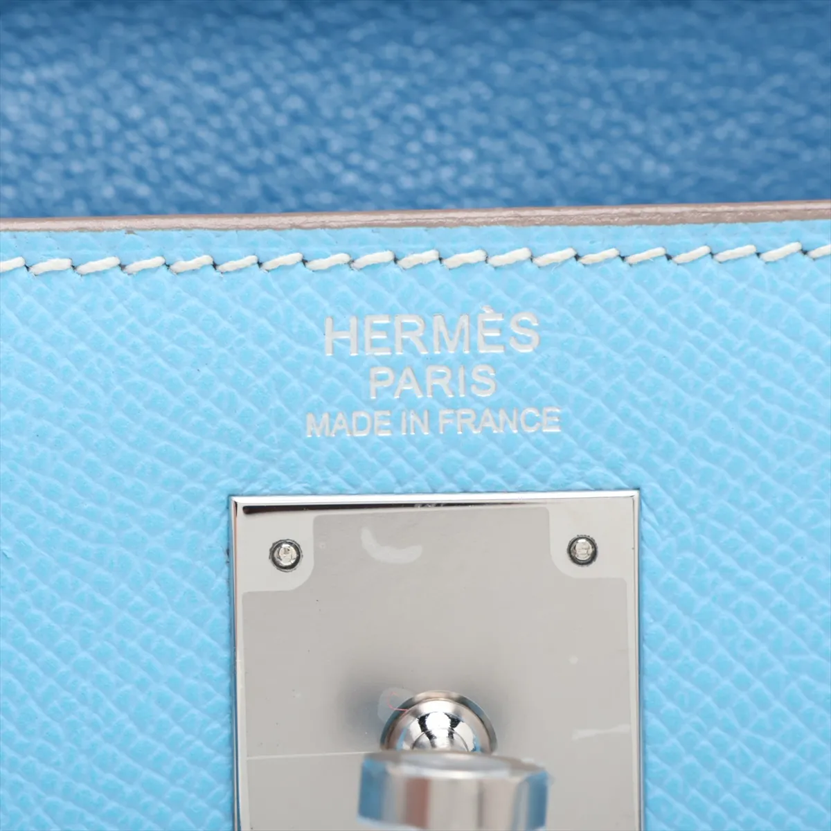 [Individually packaged] Hermes Kelly 32 Retournée Verso Veau Epsom Celeste x Mykonos Silver Hardware O: 2011 — view 12