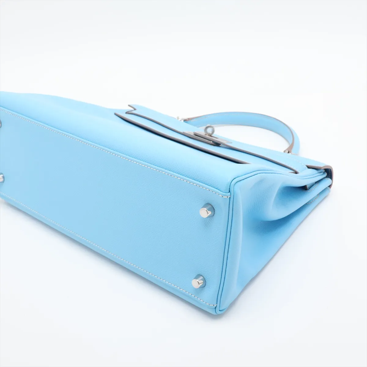 [Individually packaged] Hermes Kelly 32 Retournée Verso Veau Epsom Celeste x Mykonos Silver Hardware O: 2011 — view 3