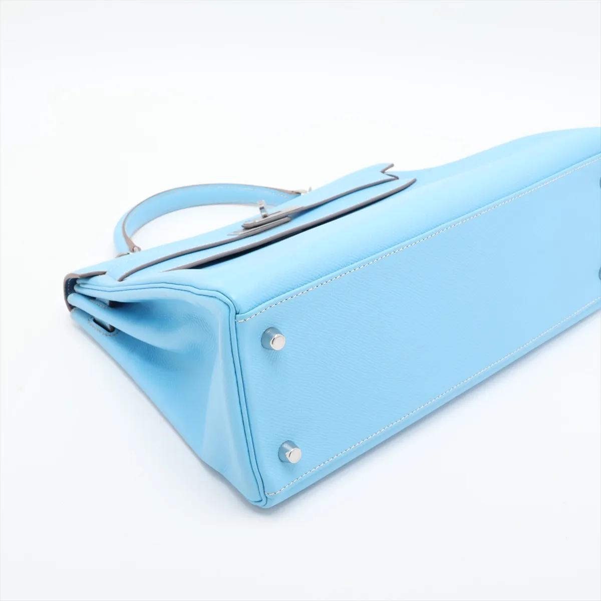 [Individually packaged] Hermes Kelly 32 Retournée Verso Veau Epsom Celeste x Mykonos Silver Hardware O: 2011 — view 4