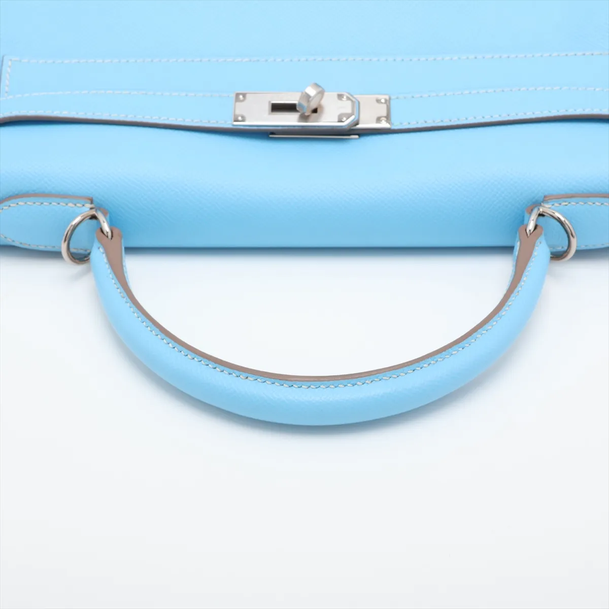 [Individually packaged] Hermes Kelly 32 Retournée Verso Veau Epsom Celeste x Mykonos Silver Hardware O: 2011 — view 5