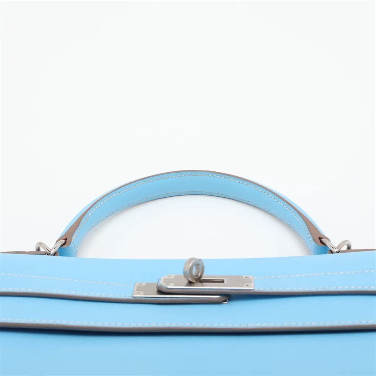[Individually packaged] Hermes Kelly 32 Retournée Verso Veau Epsom Celeste x Mykonos Silver Hardware O: 2011 — view 6