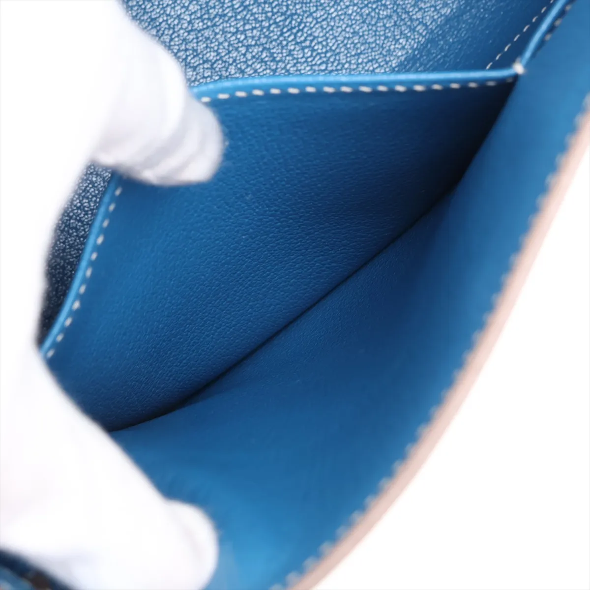 [Individually packaged] Hermes Kelly 32 Retournée Verso Veau Epsom Celeste x Mykonos Silver Hardware O: 2011 — view 10