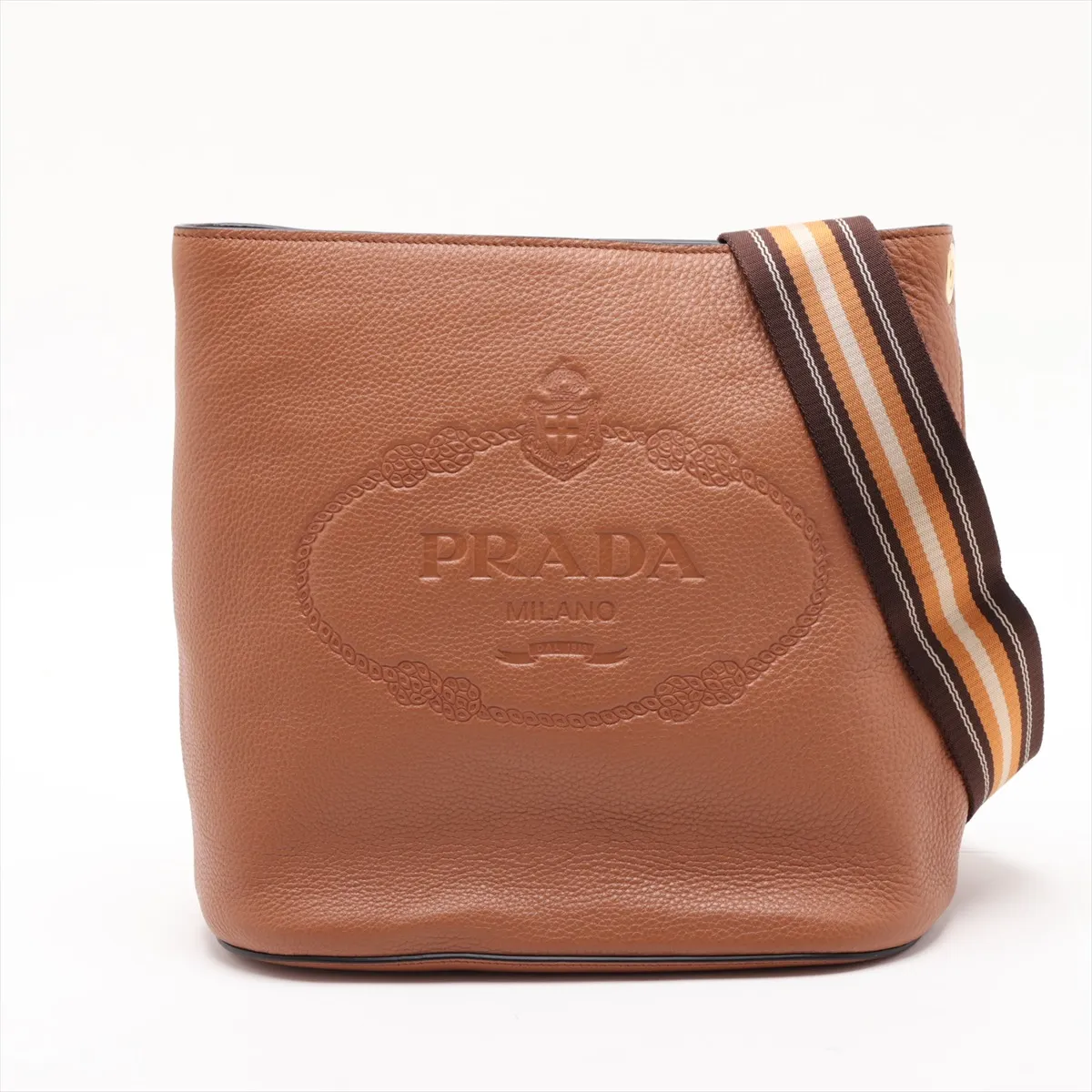 Vitello Phoenix Leather Shoulder Bag, Brown