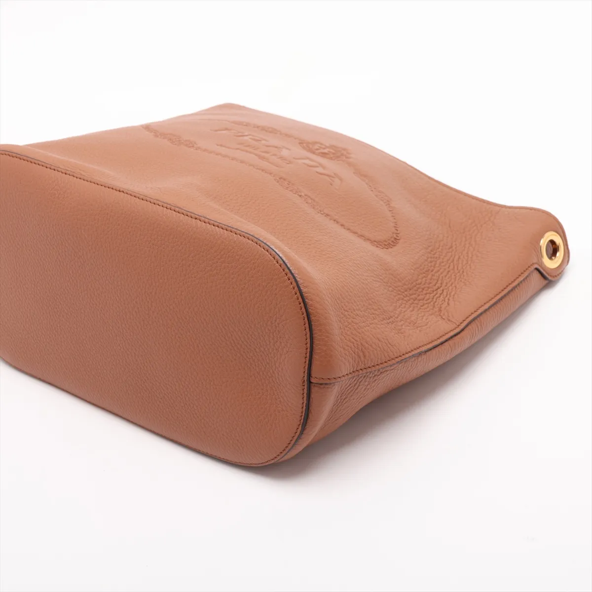 Vitello Phoenix Leather Shoulder Bag, Brown — view 3