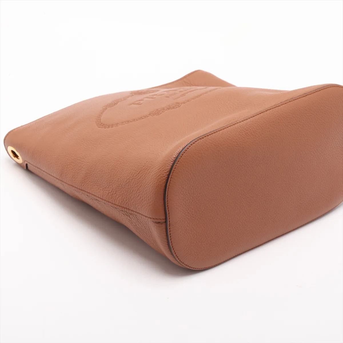 Vitello Phoenix Leather Shoulder Bag, Brown — view 4