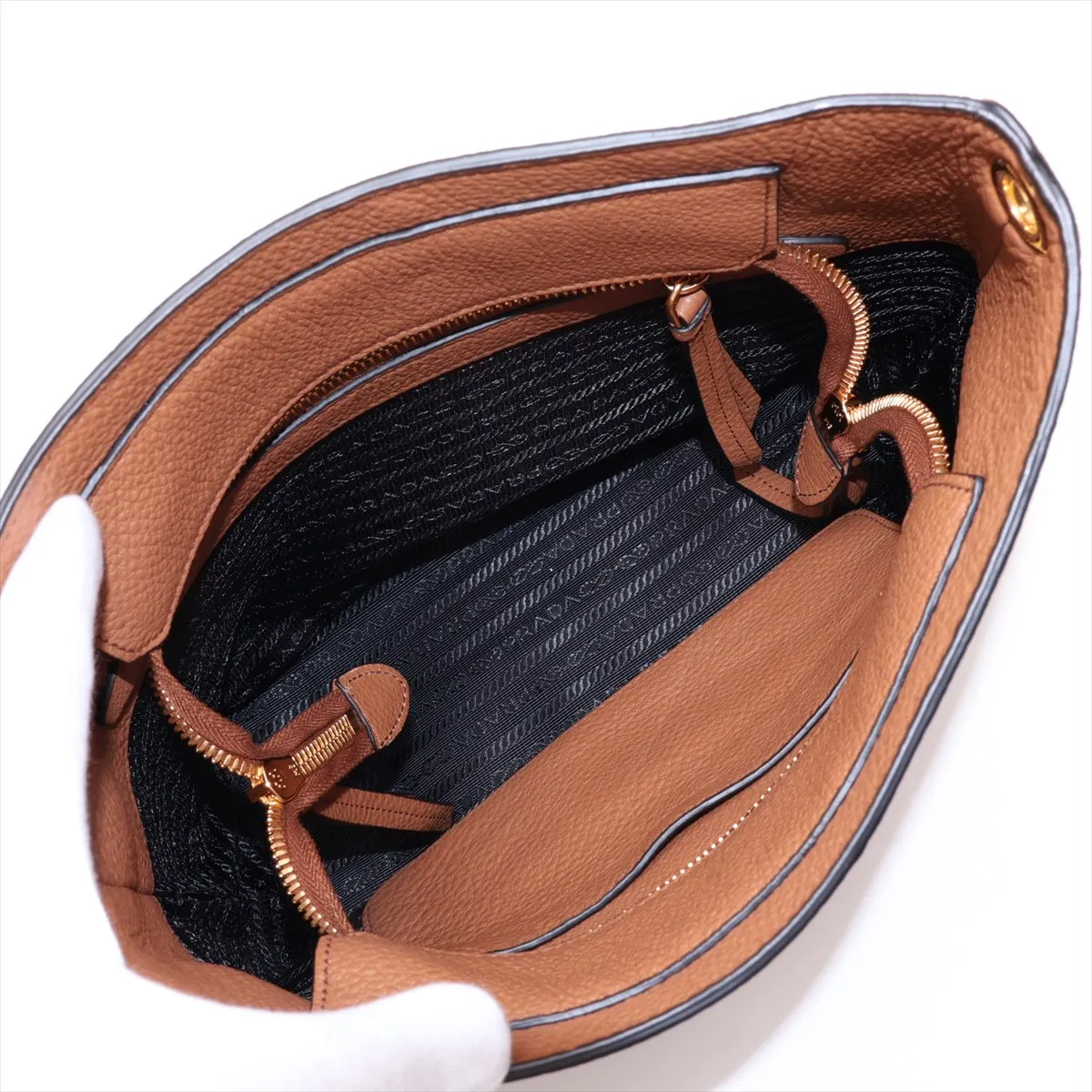 Vitello Phoenix Leather Shoulder Bag, Brown — view 6