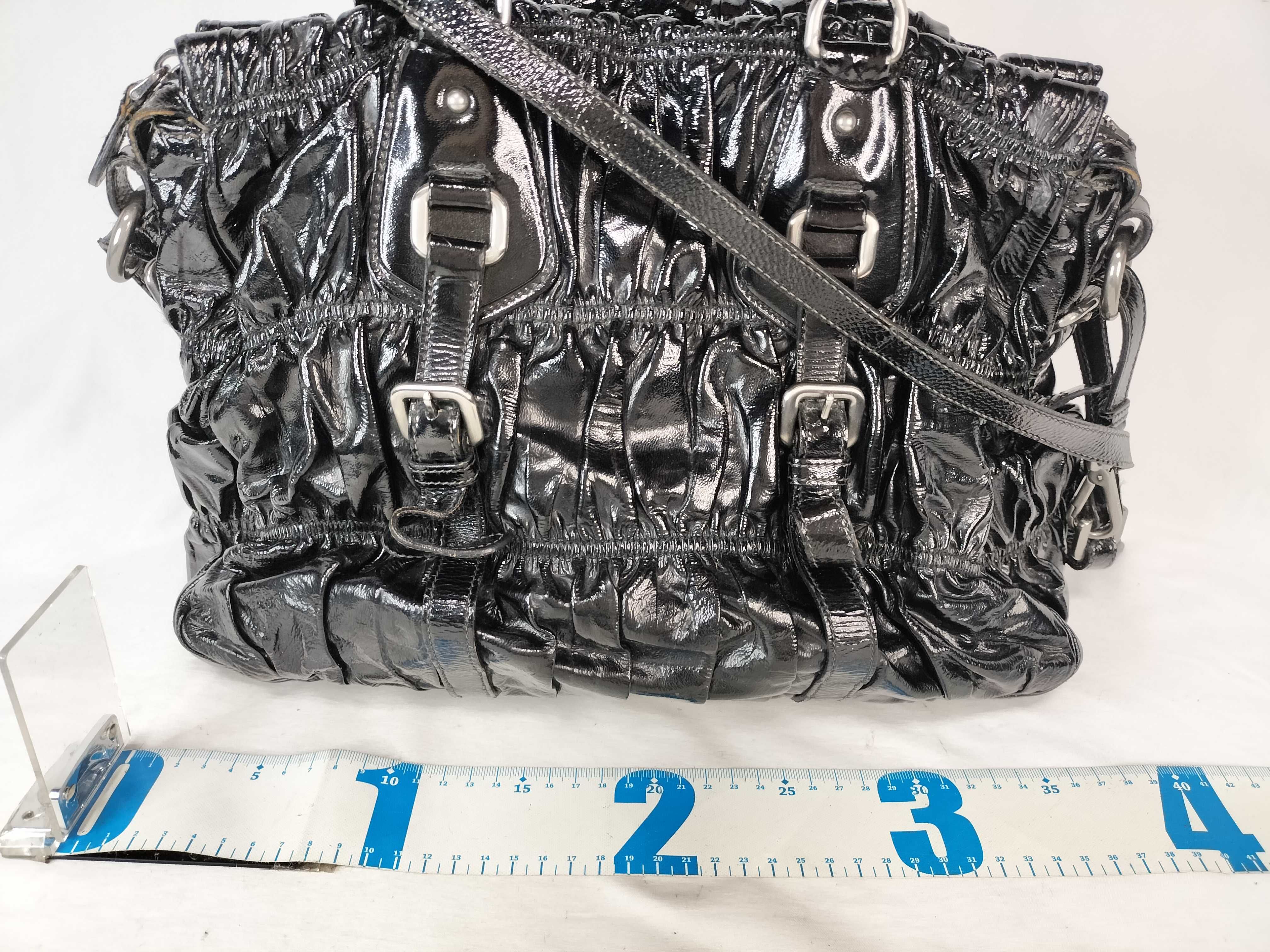 PH- Vernice Gaufre Patent Leather Black Tote Bag Shoulder Bag — view 2