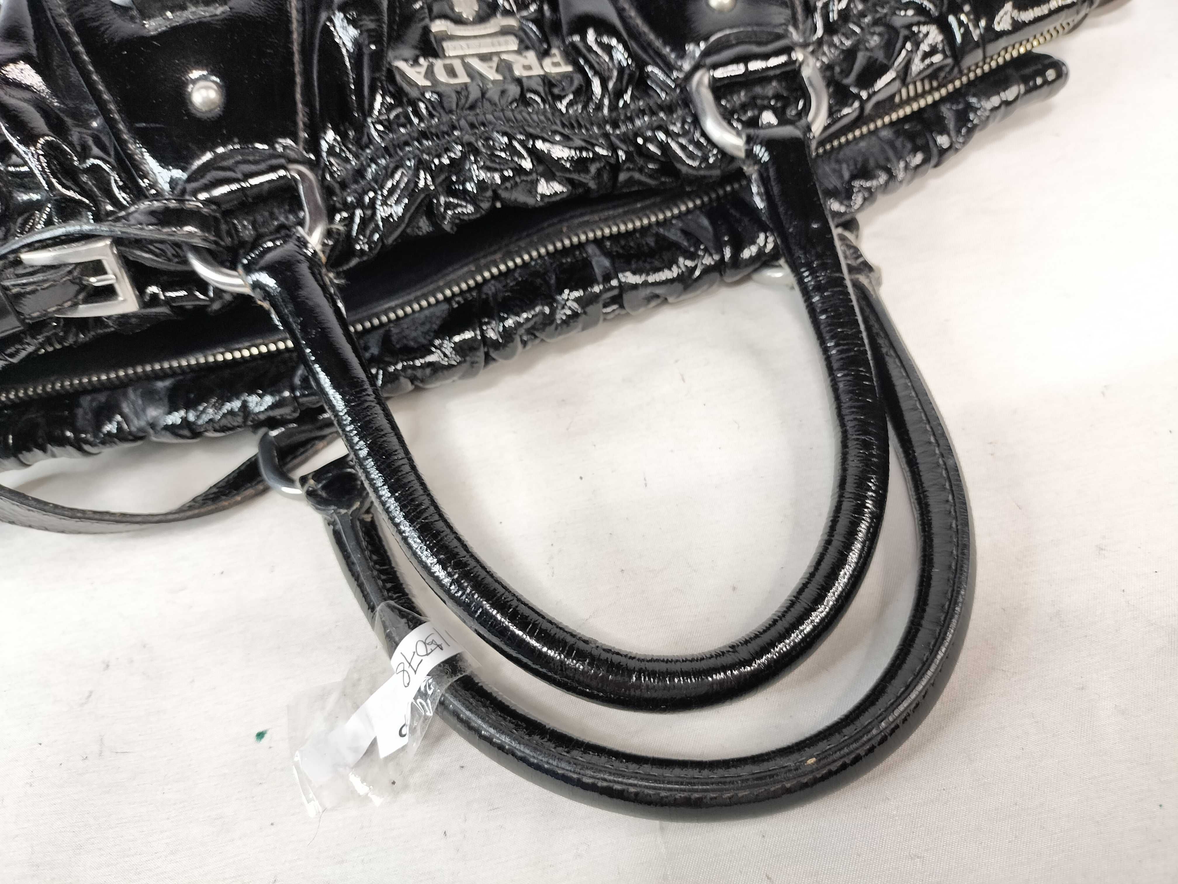 PH- Vernice Gaufre Patent Leather Black Tote Bag Shoulder Bag — view 3