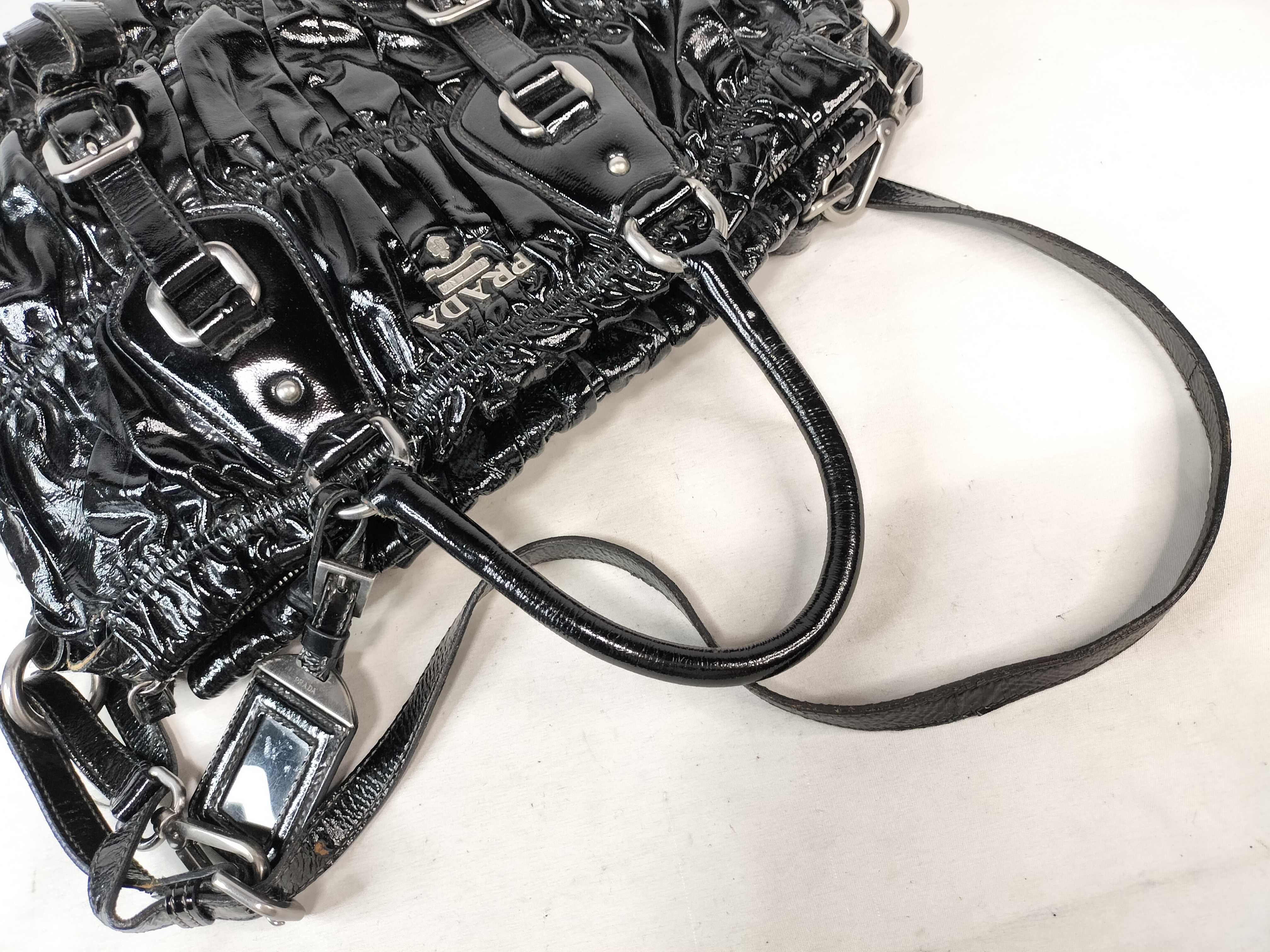 PH- Vernice Gaufre Patent Leather Black Tote Bag Shoulder Bag — view 6