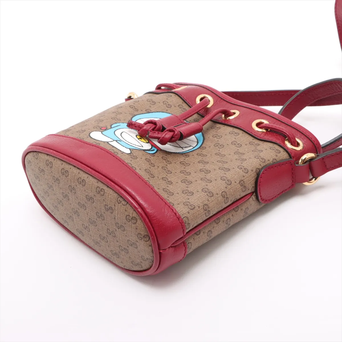 Doraemon x Gucci Mini GG Supreme PVC x Leather Shoulder Bag Brown x Red 647801 — view 3
