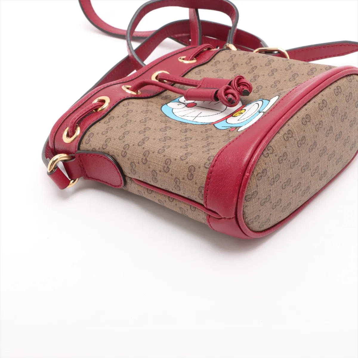 Doraemon x Gucci Mini GG Supreme PVC x Leather Shoulder Bag Brown x Red 647801 — view 4