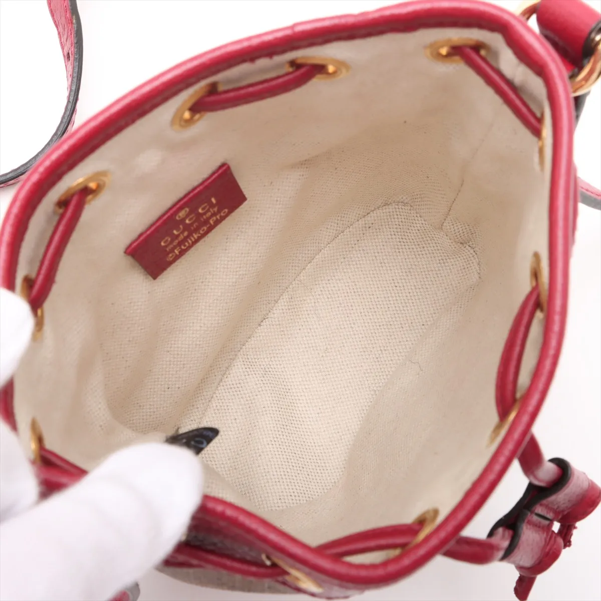 Doraemon x Gucci Mini GG Supreme PVC x Leather Shoulder Bag Brown x Red 647801 — view 6