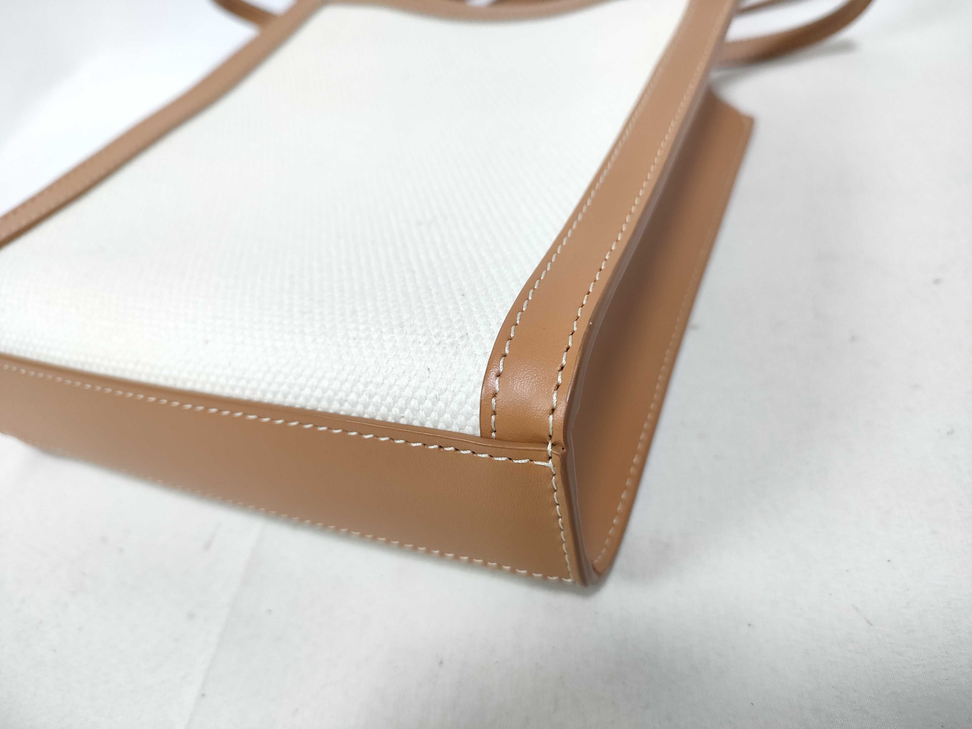 Mini Vertical Cabas 2-Way Shoulder Bag, Beige Handbag — view 4