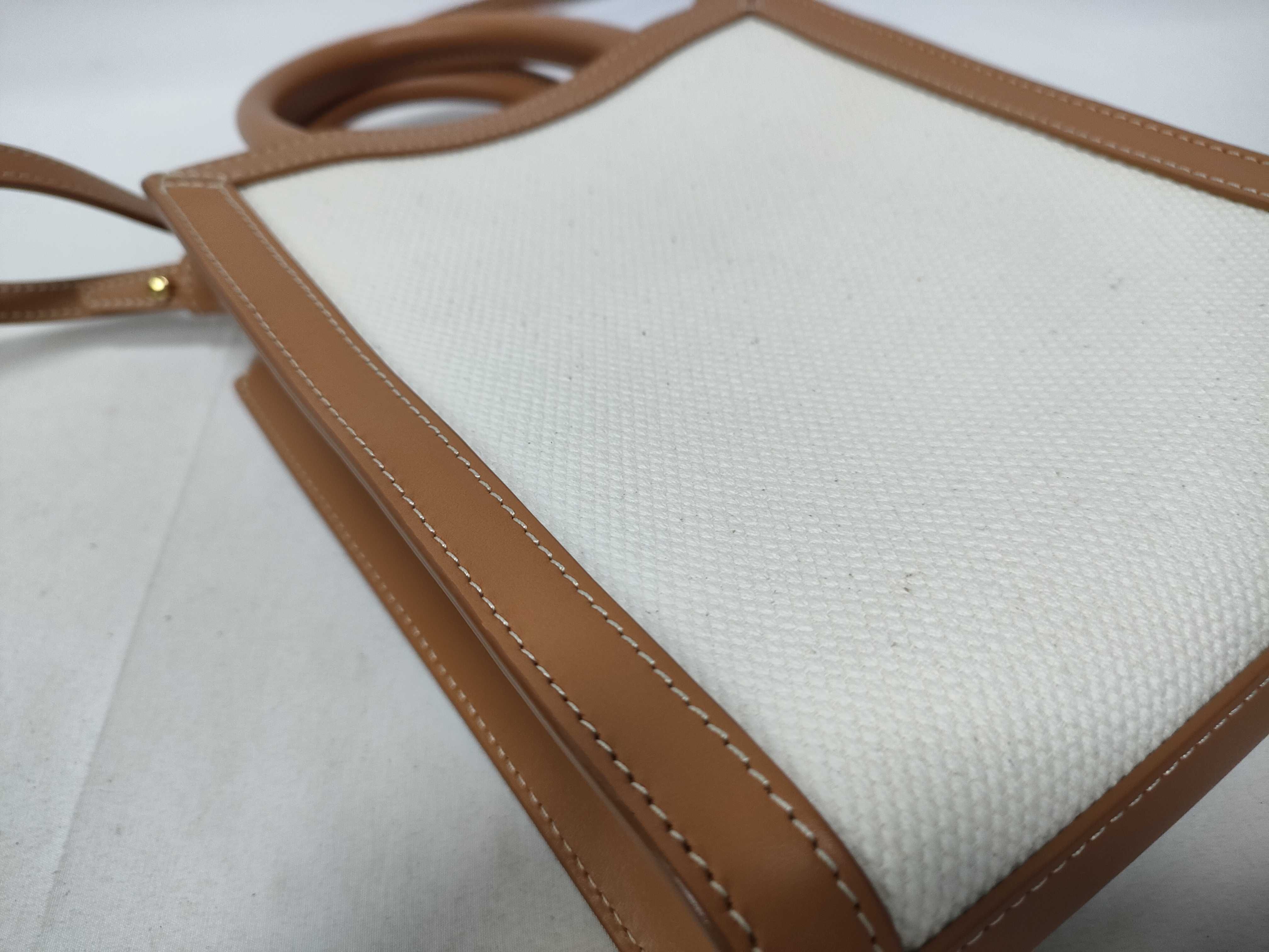 Mini Vertical Cabas 2-Way Shoulder Bag, Beige Handbag — view 6