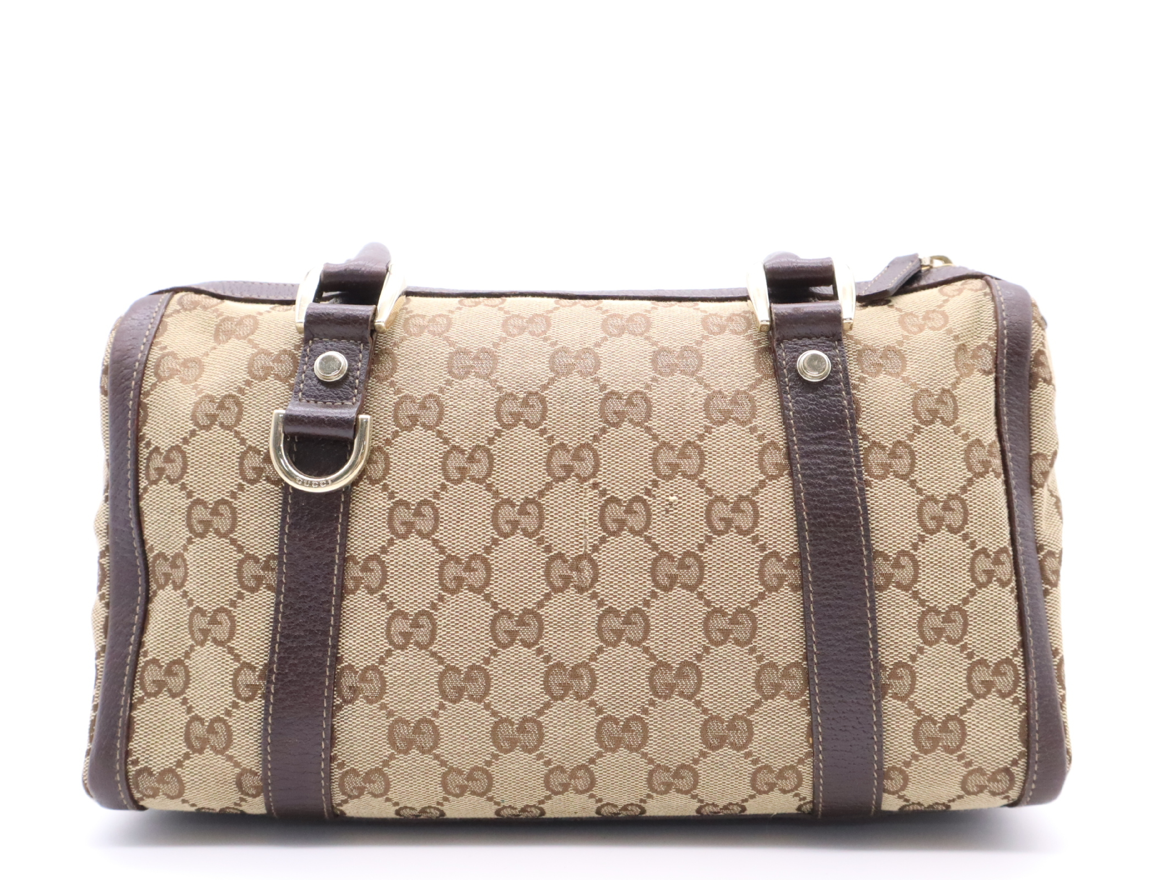 130942 Canvas x Leather GG Canvas Handbag Beige Gold Hardware Handbag — view 2