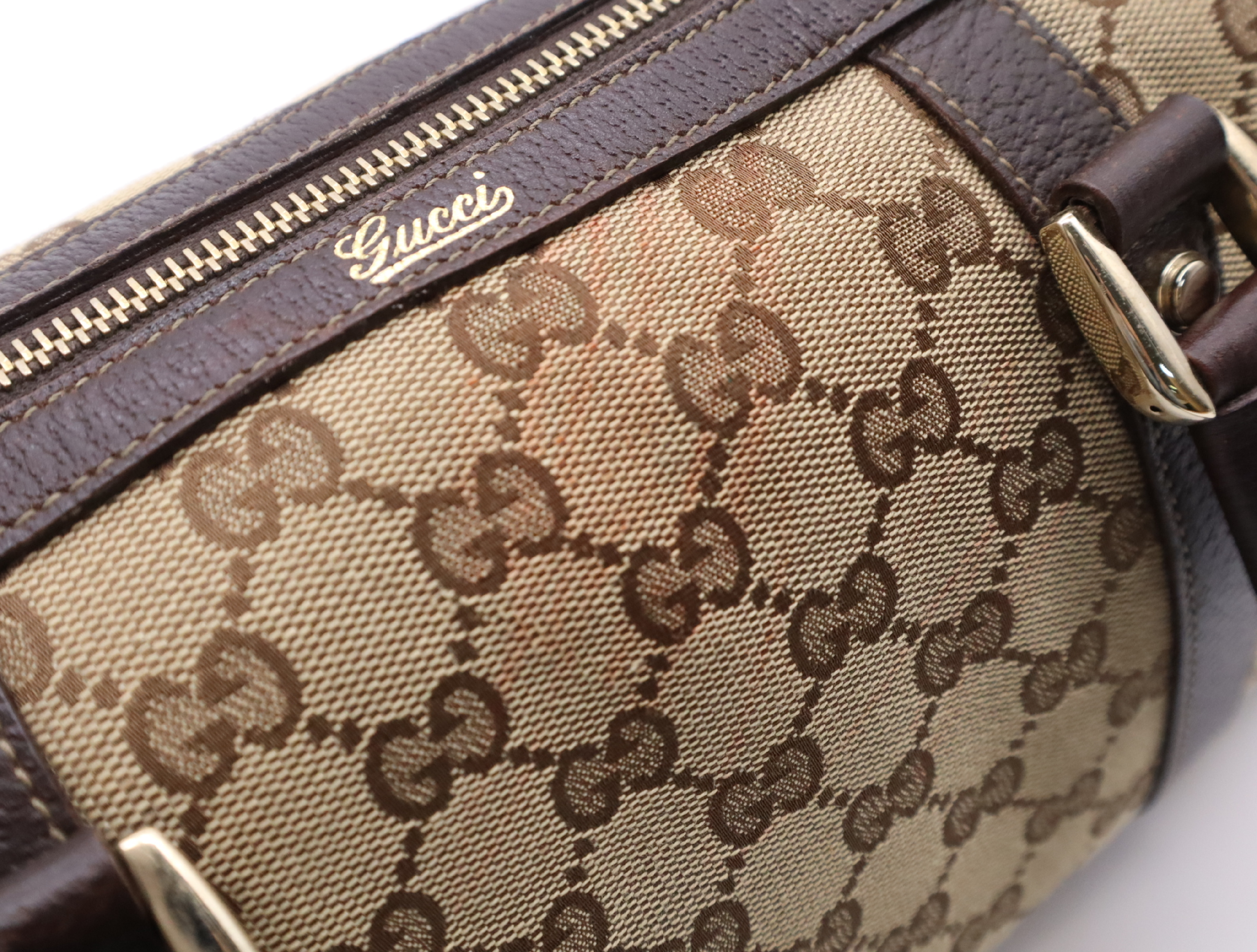 130942 Canvas x Leather GG Canvas Handbag Beige Gold Hardware Handbag — view 13
