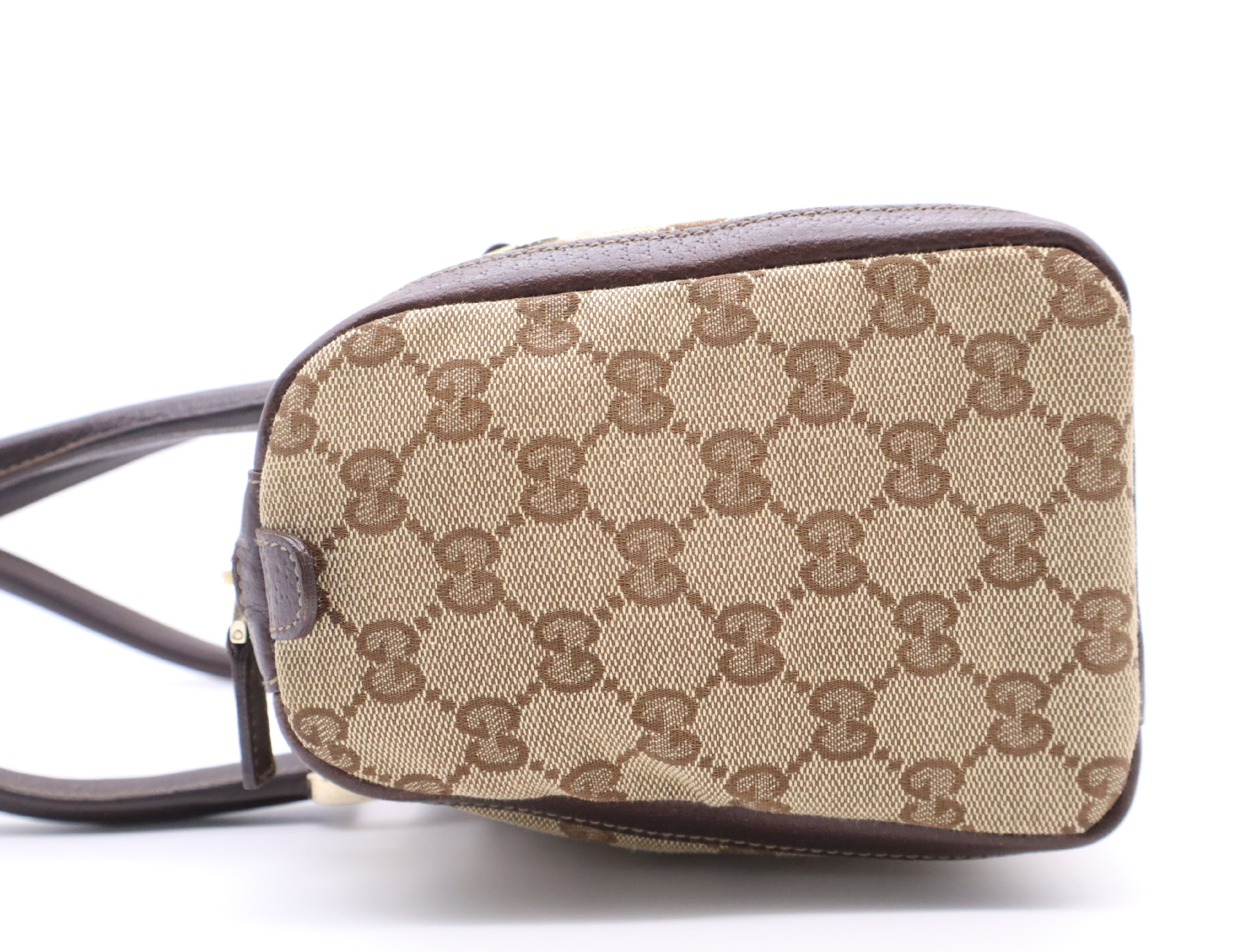 130942 Canvas x Leather GG Canvas Handbag Beige Gold Hardware Handbag — view 3