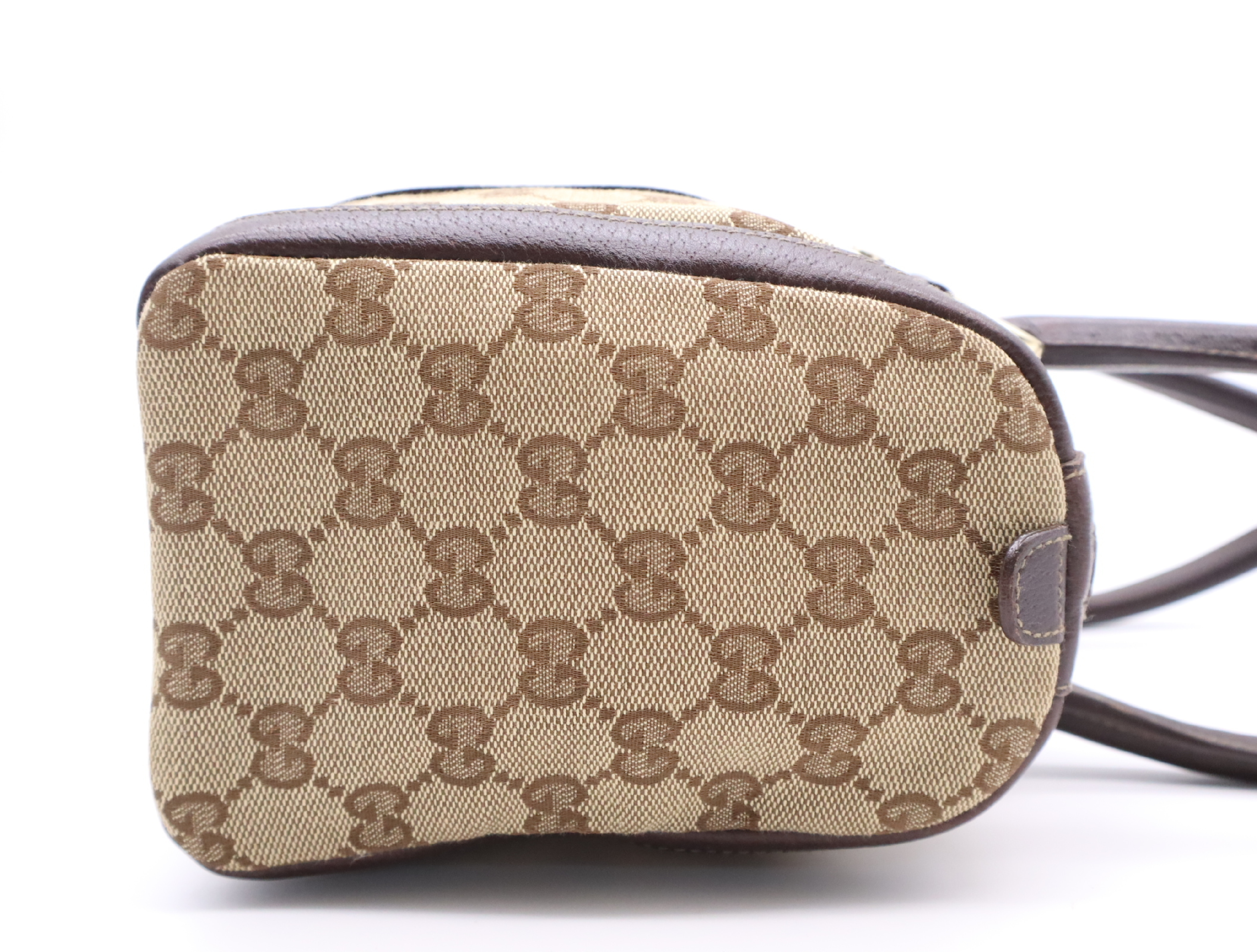 130942 Canvas x Leather GG Canvas Handbag Beige Gold Hardware Handbag — view 5