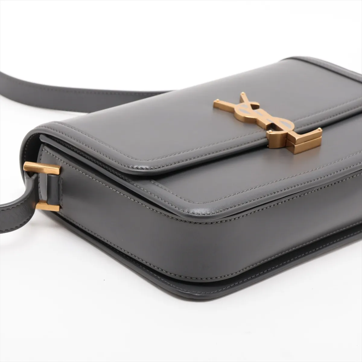 Solferino Leather Shoulder Bag, Gray, 634305 — view 4