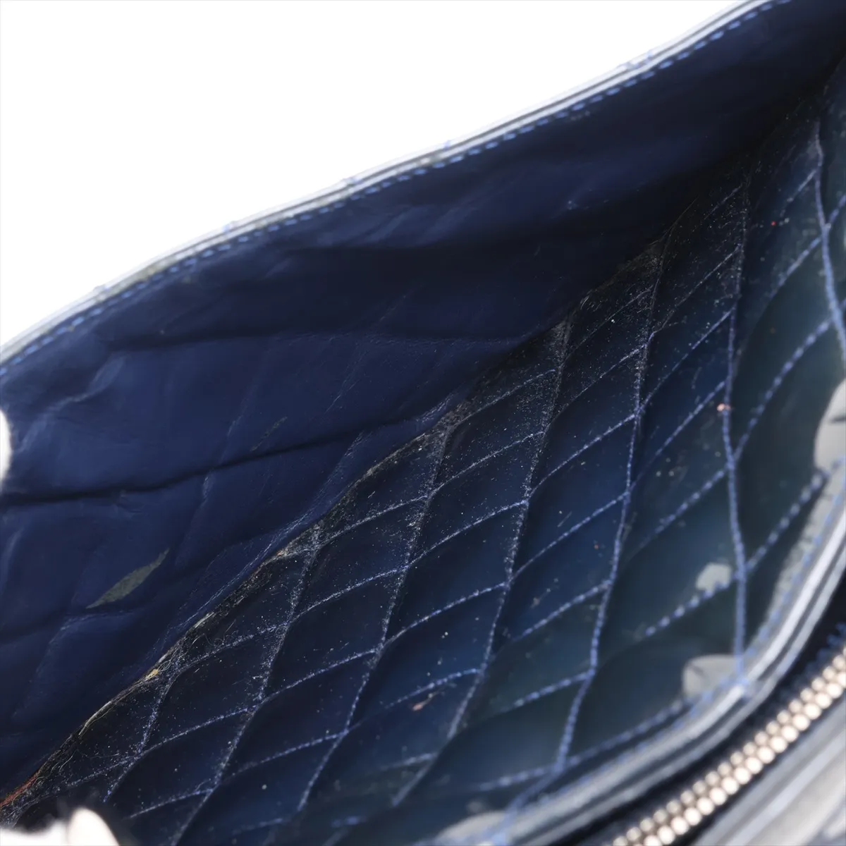 GST Patent Leather Chain Tote Bag, Navy, Silver Hardware, Item No. 13138493 (Serial No. 13) — view 12