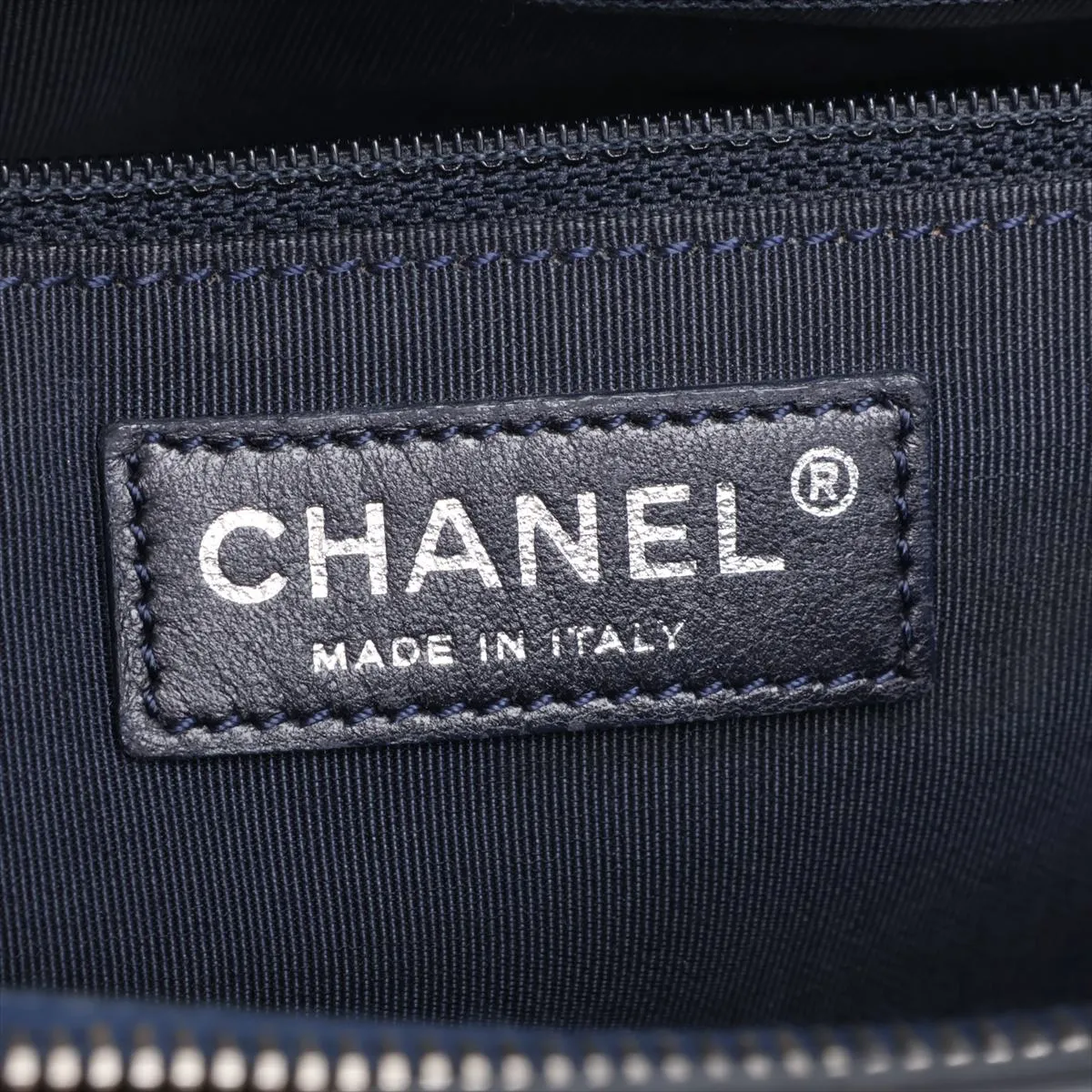 GST Patent Leather Chain Tote Bag, Navy, Silver Hardware, Item No. 13138493 (Serial No. 13) — view 13