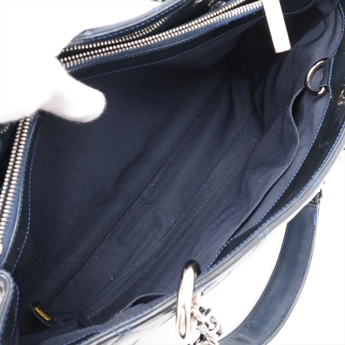 GST Patent Leather Chain Tote Bag, Navy, Silver Hardware, Item No. 13138493 (Serial No. 13) — view 8