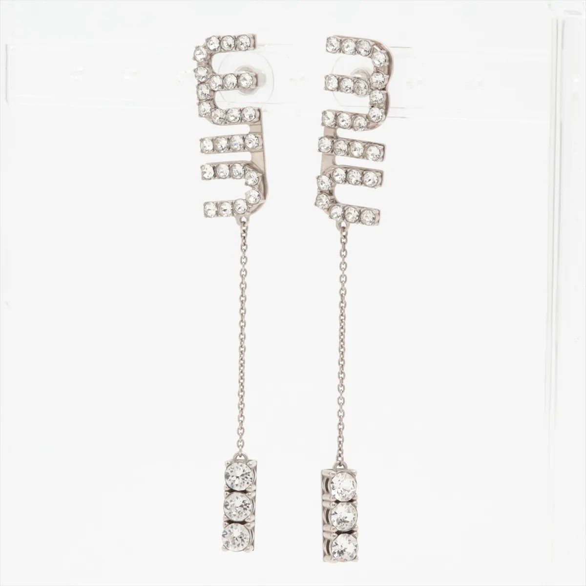 5J0661 Logo earrings (for both ears) Metal x Rhinestone Silver — view 2