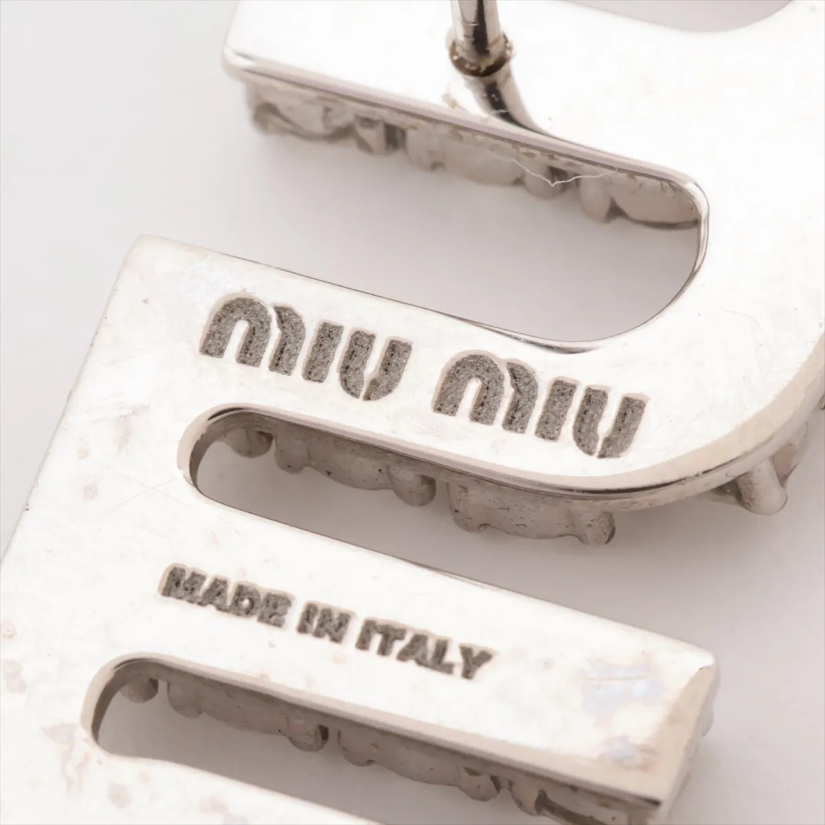 5J0661 Logo earrings (for both ears) Metal x Rhinestone Silver — view 5