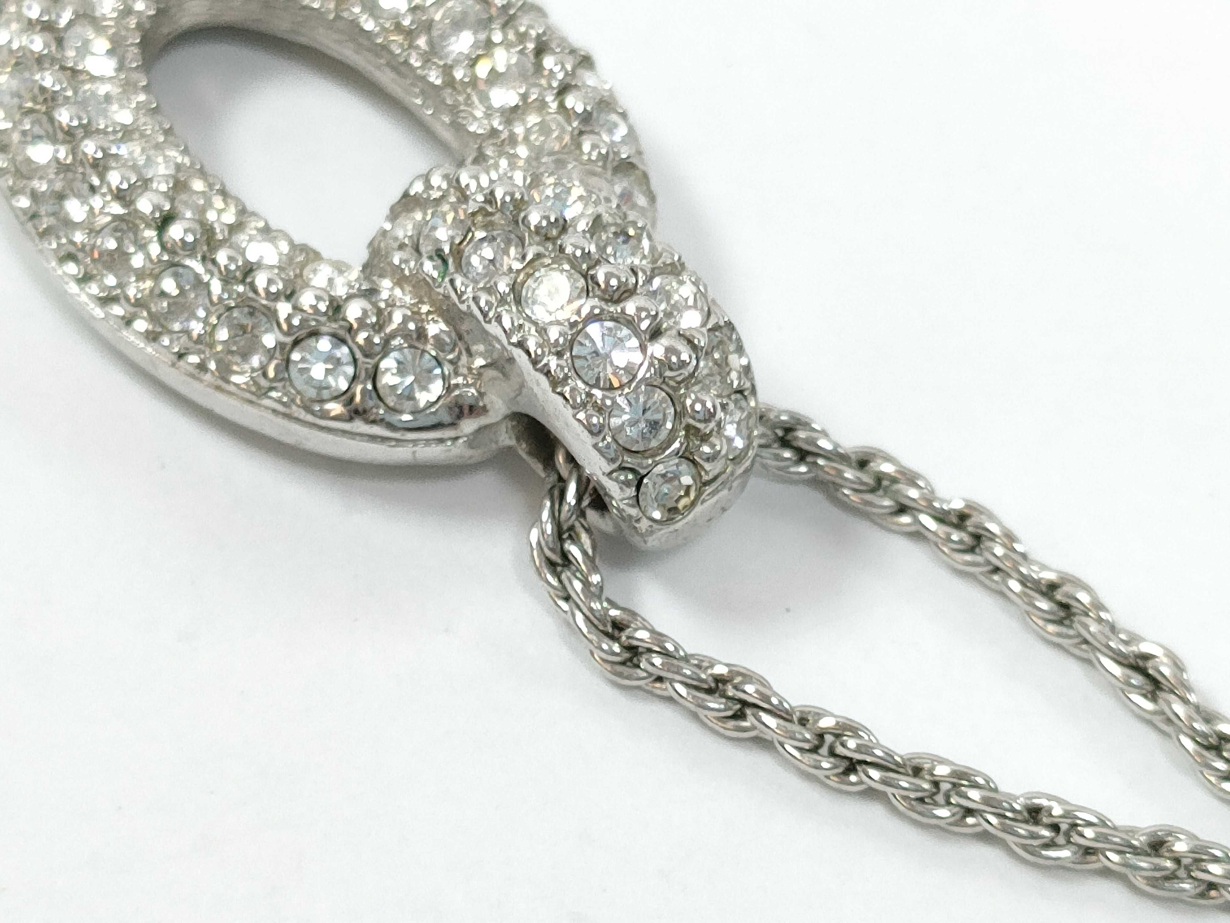 Oval Rhinestone Silver Necklace — view 4