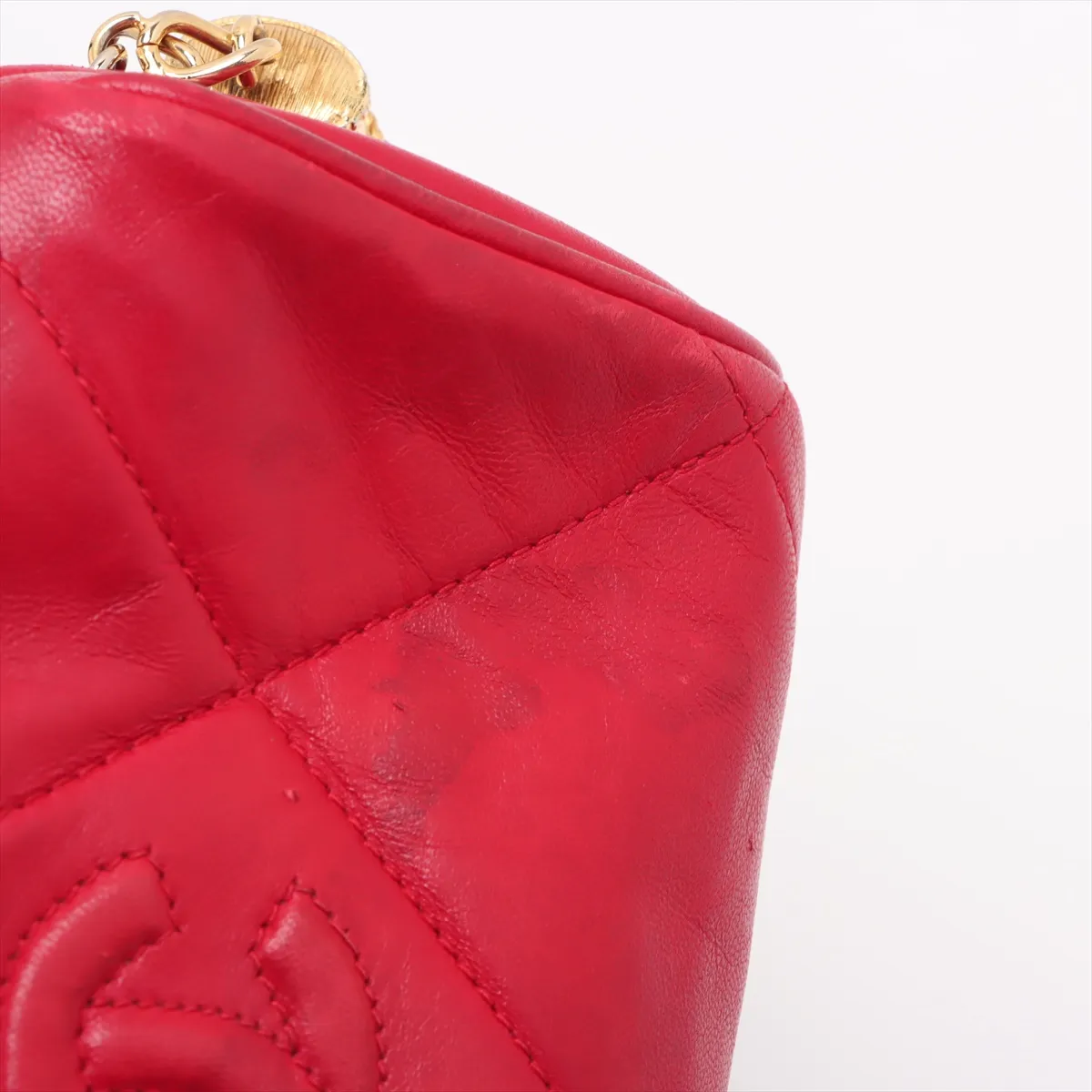 Matelasse Lambskin Chain Shoulder Bag Fringe Red Gold Hardware 0901992 Series 0 — view 12