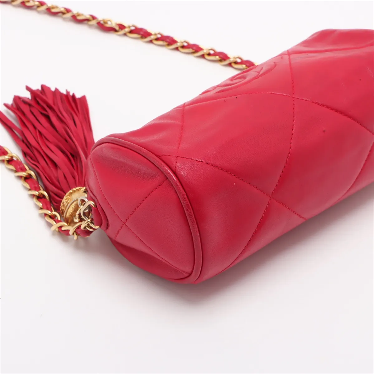 Matelasse Lambskin Chain Shoulder Bag Fringe Red Gold Hardware 0901992 Series 0 — view 4