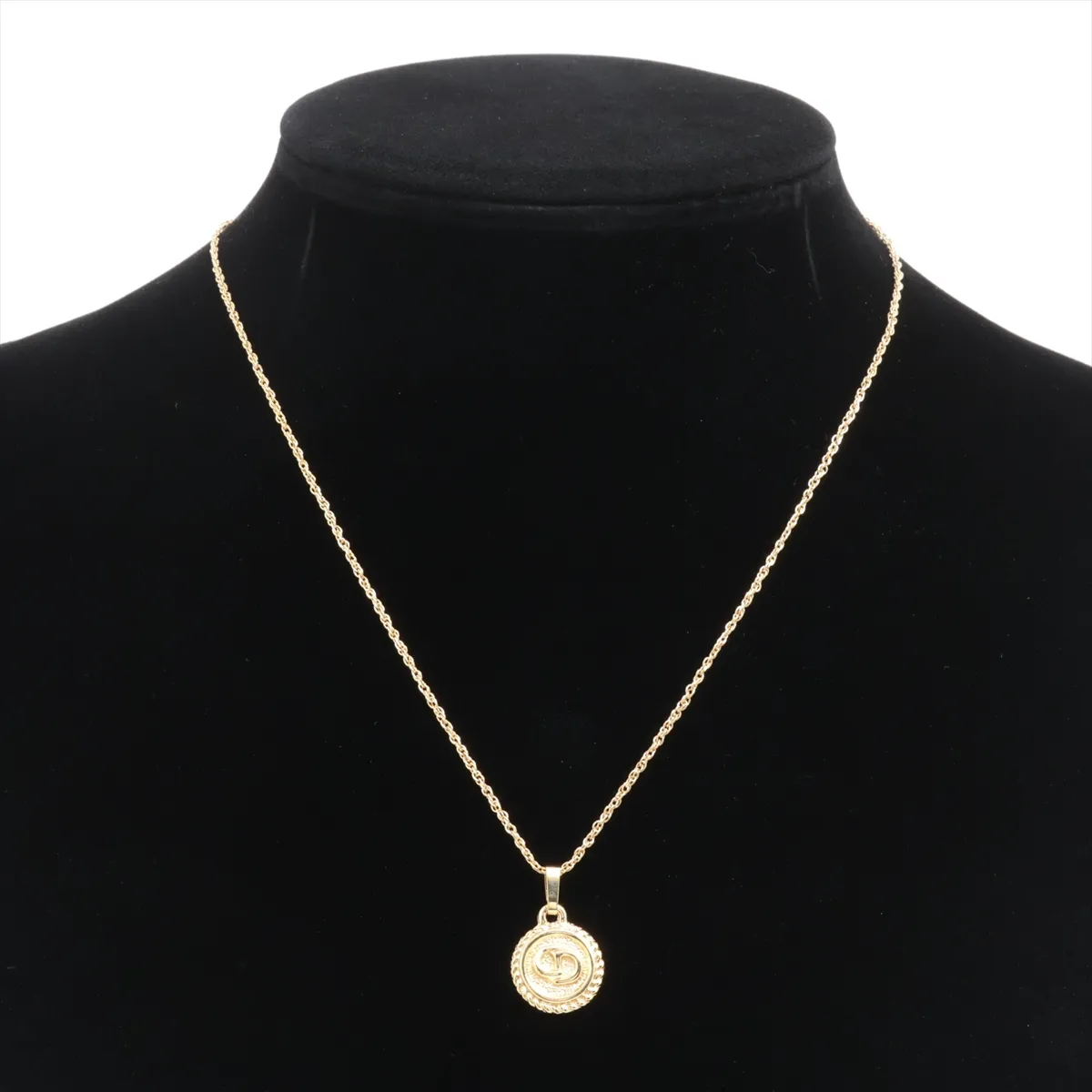 CD logo necklace, GP gold, shows signs of wear, tarnishing, — view 5