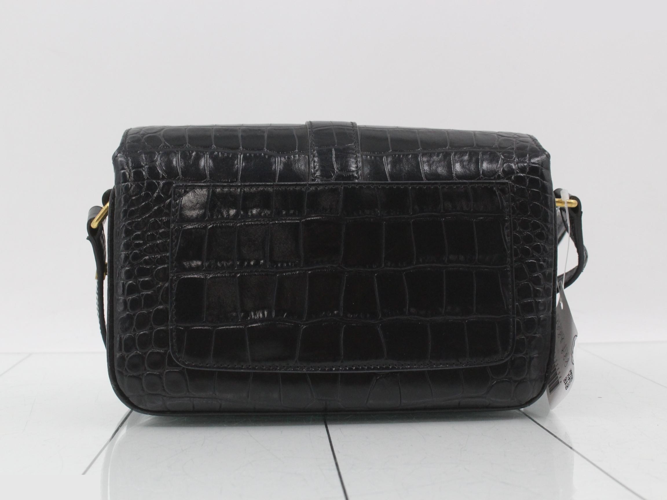 Crocodile-embossed shoulder bag with logo hardware — view 2