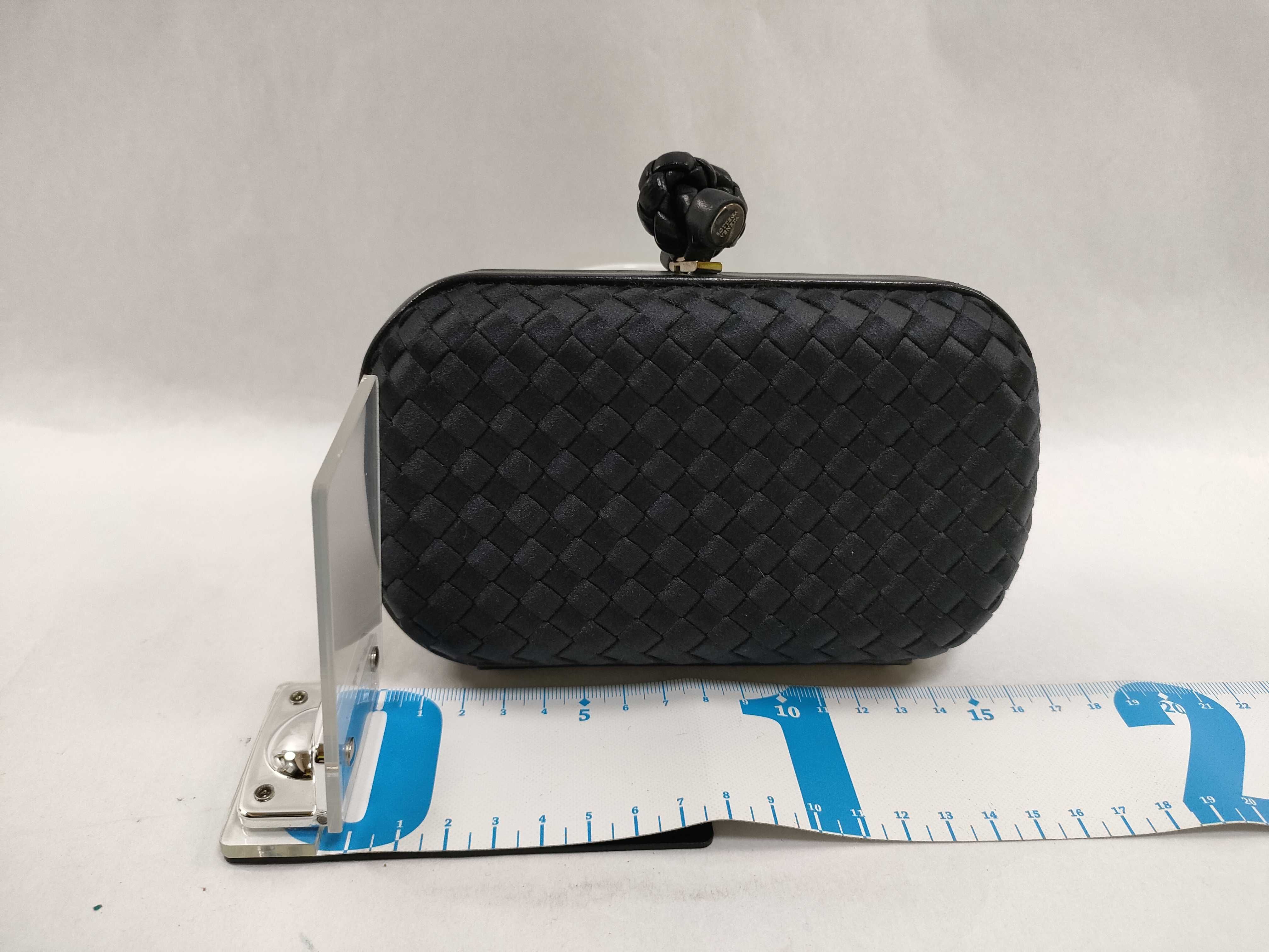 Intrecciato ID- Satin Intrecciato Knot Clutch Bag Black — view 2