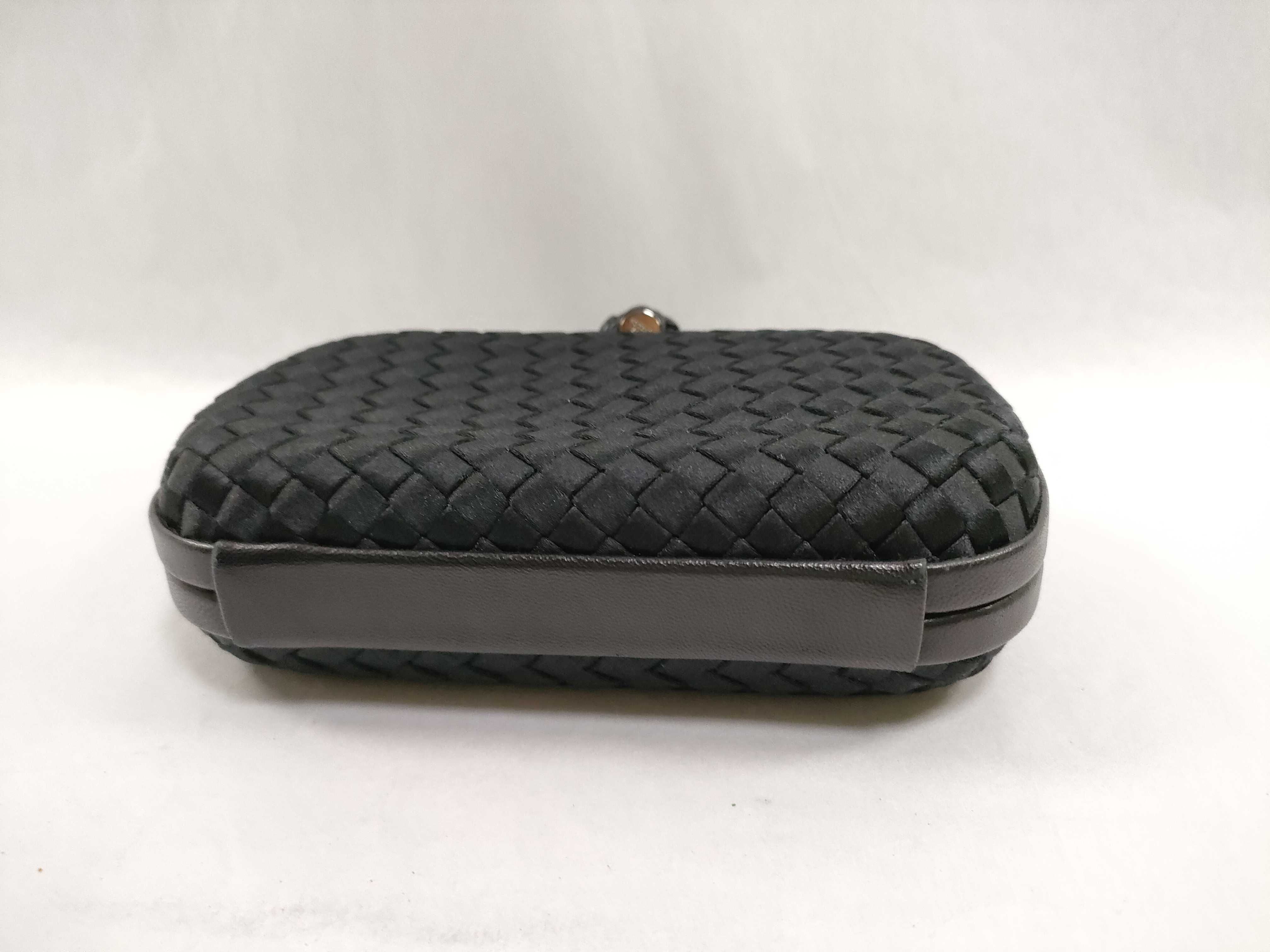 Intrecciato ID- Satin Intrecciato Knot Clutch Bag Black — view 4