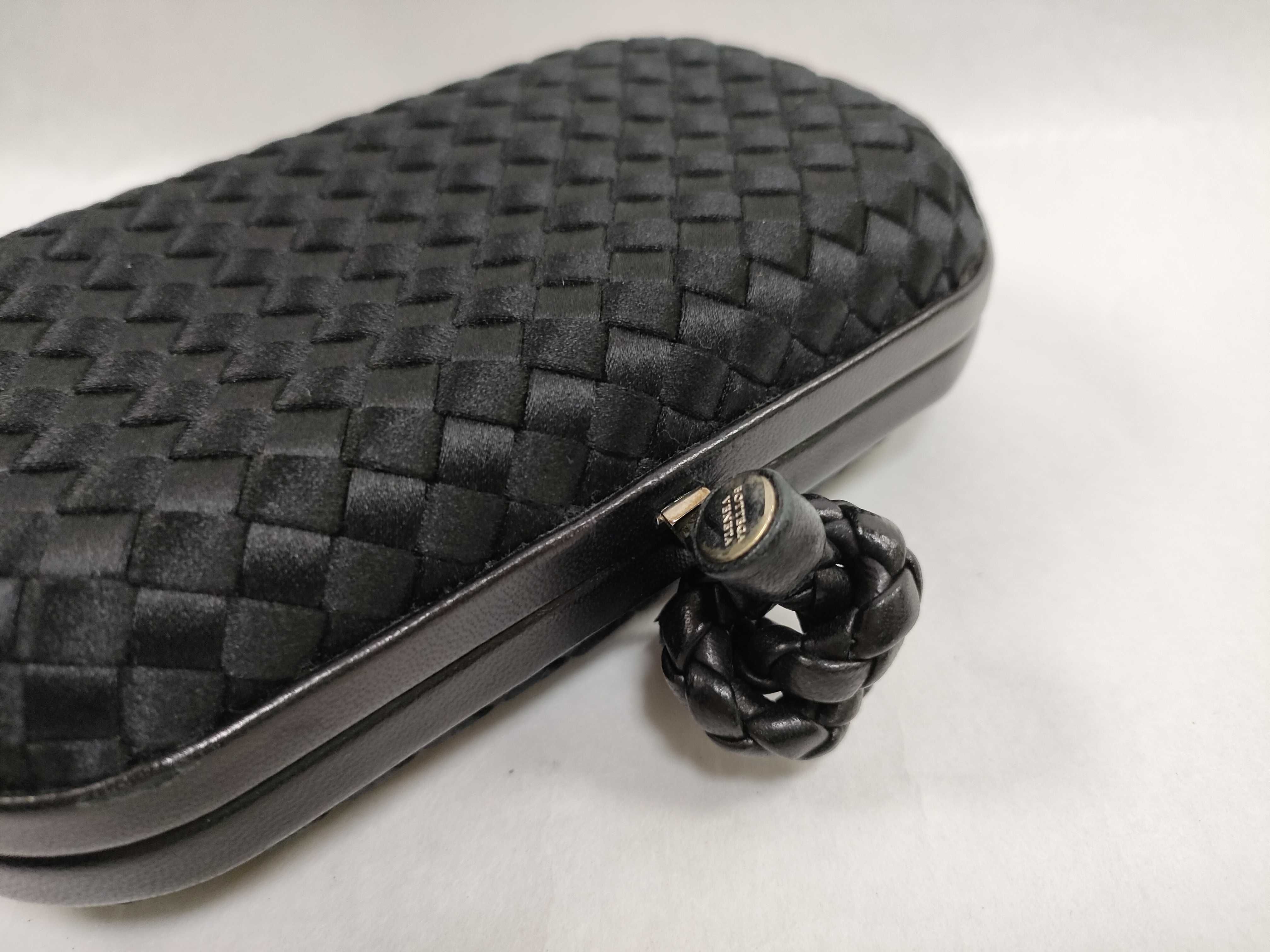 Intrecciato ID- Satin Intrecciato Knot Clutch Bag Black — view 5