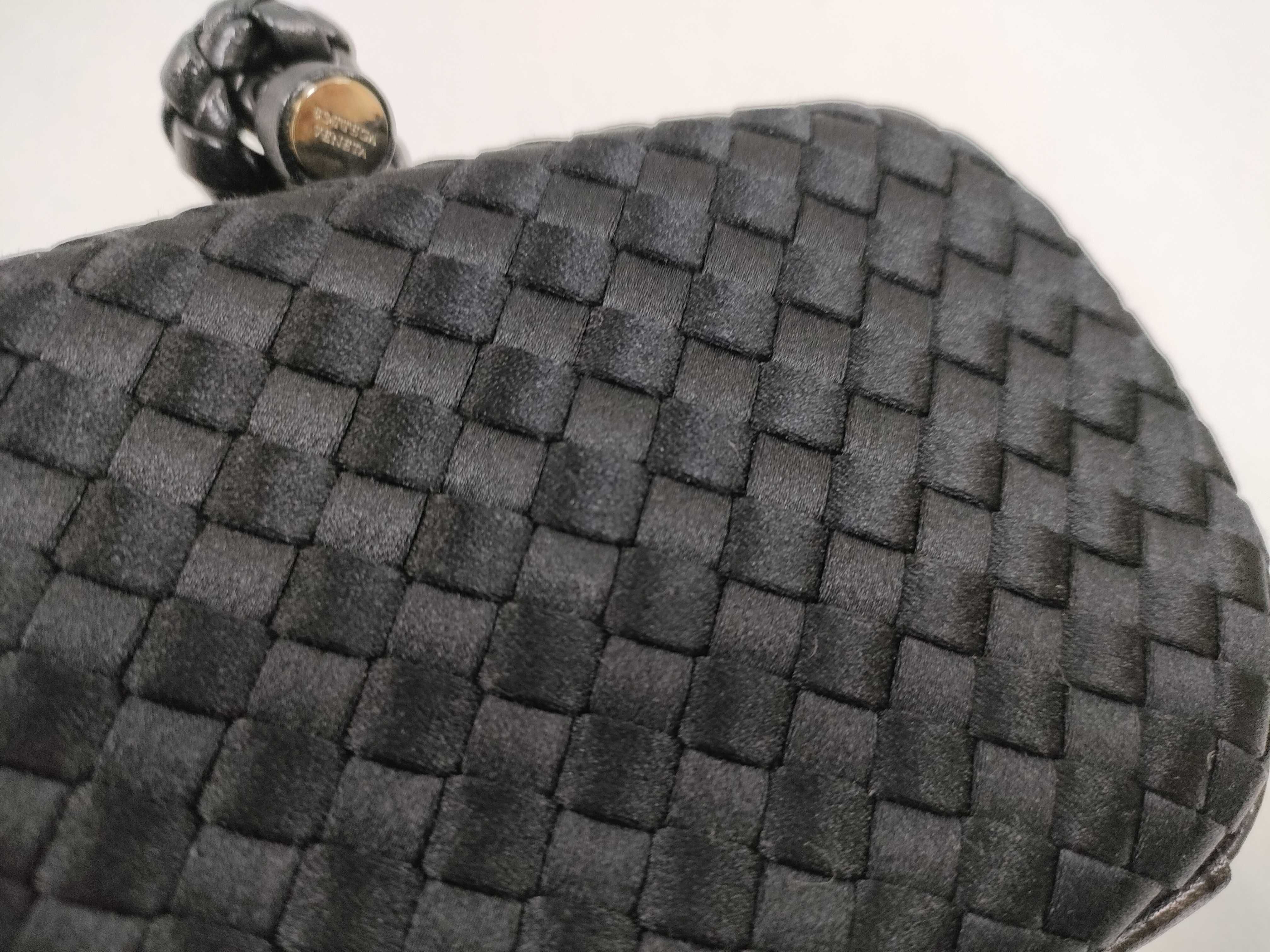 Intrecciato ID- Satin Intrecciato Knot Clutch Bag Black — view 9